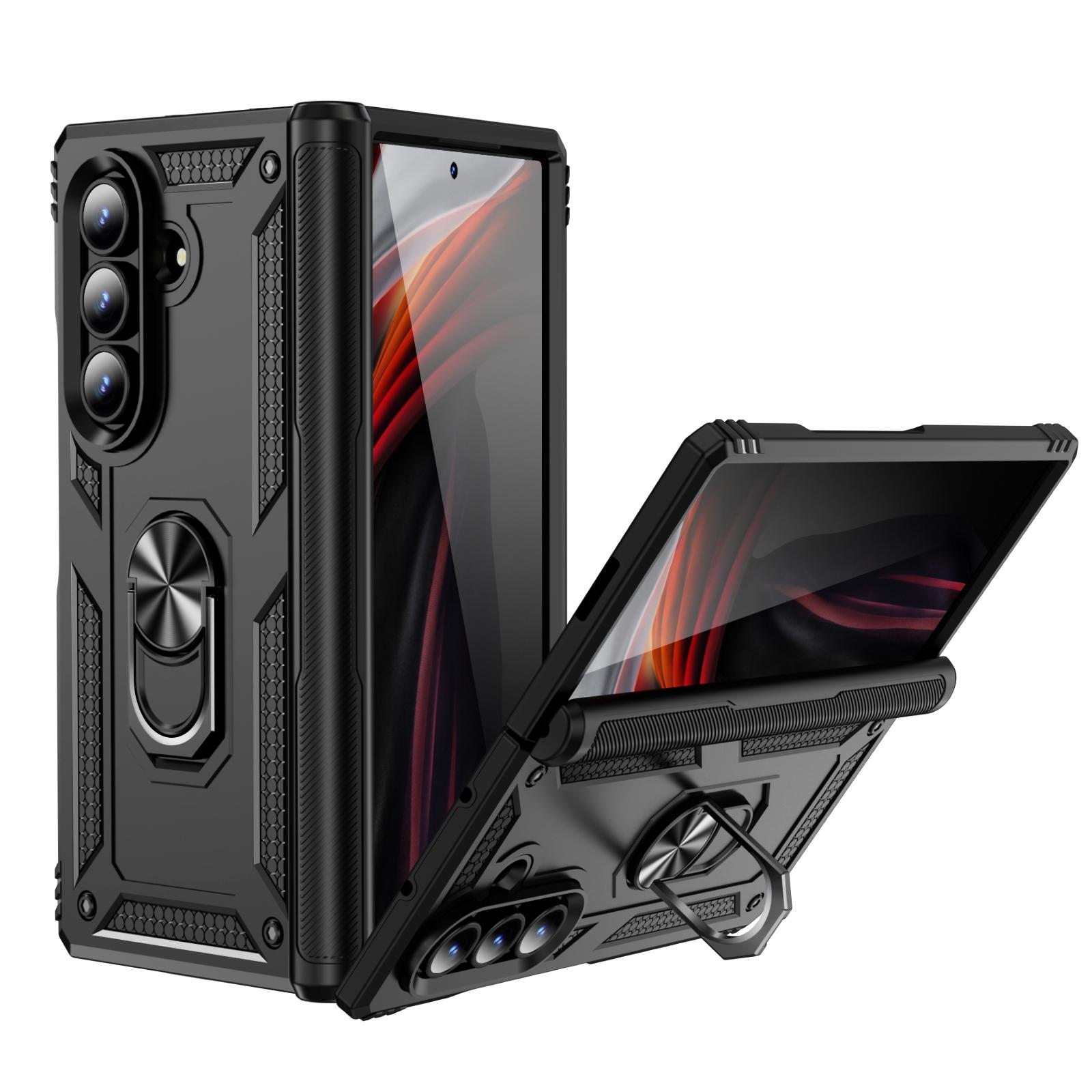 For Galaxy Z Fold8 Ultra 5G Shockproof TPU + PC Phone Case with Holder(Black) - Shopkiz.com