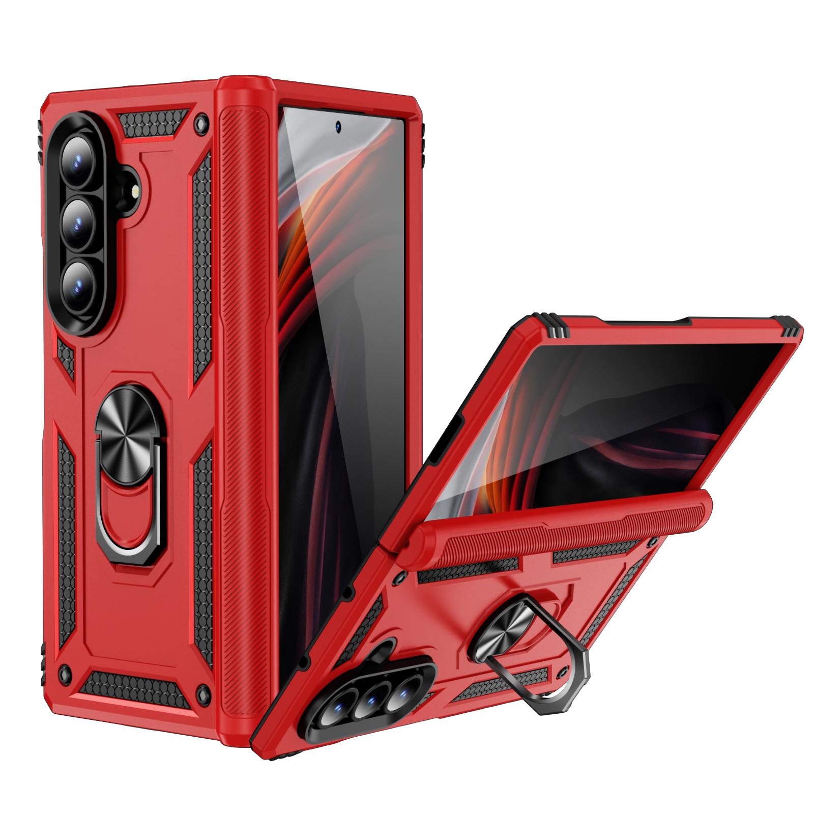 For Galaxy Z Fold8 Ultra 5G Shockproof TPU + PC Phone Case with Holder(Red) - Shopkiz.com