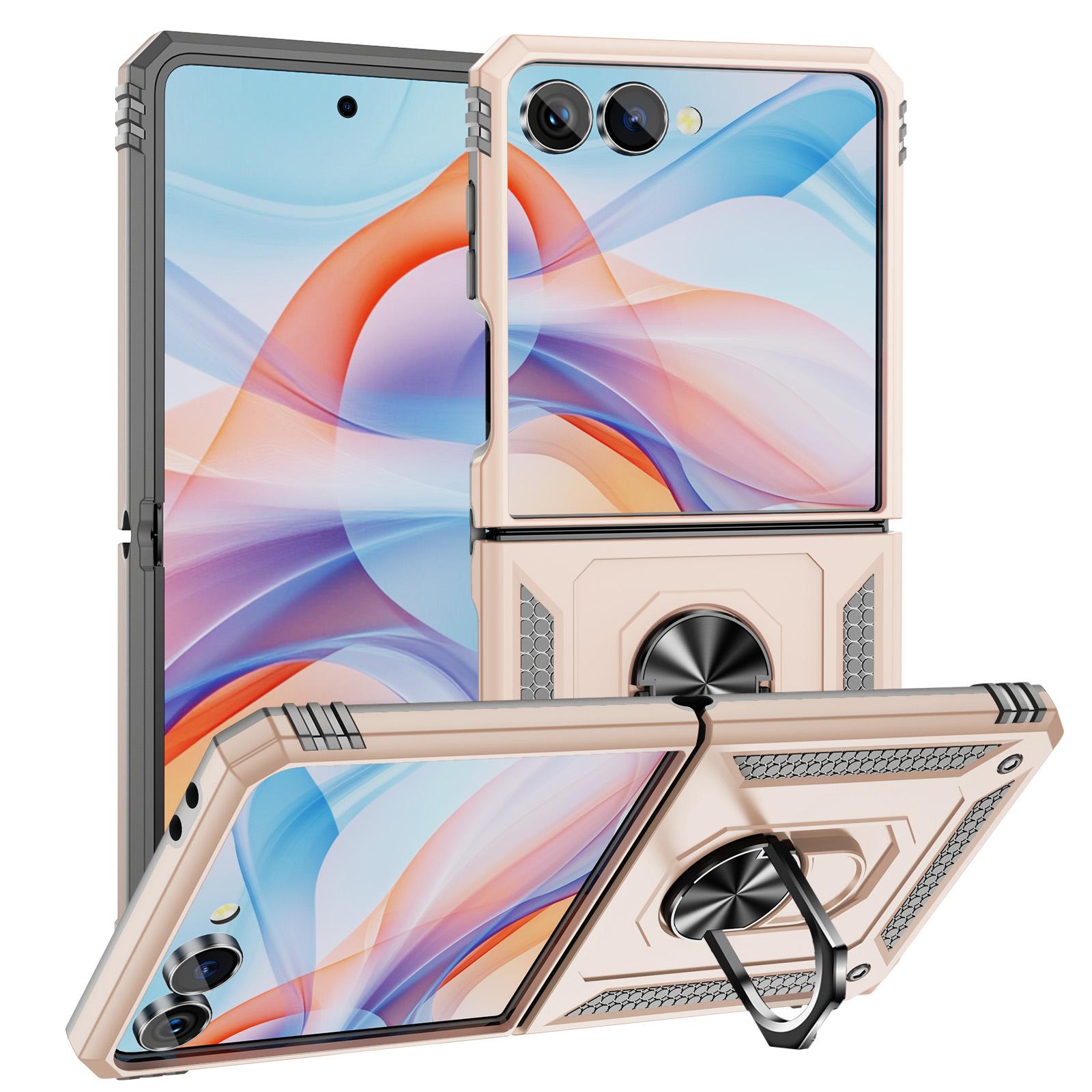 For Galaxy Z Flip8 5G Shockproof TPU + PC Phone Case with Holder(Apricot) - Shopkiz.com