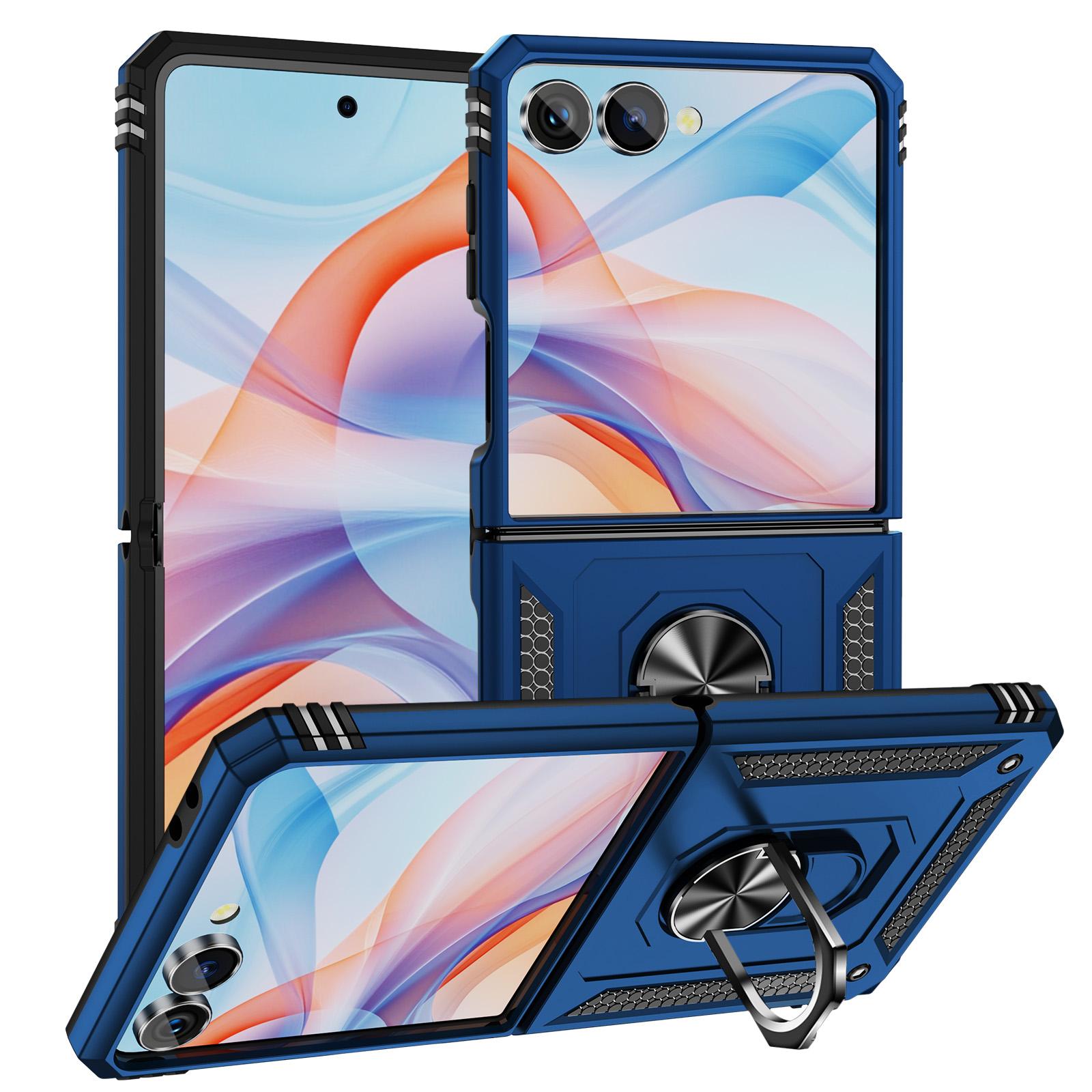 For Galaxy Z Flip8 5G Shockproof TPU + PC Phone Case with Holder(Blue) - Shopkiz.com