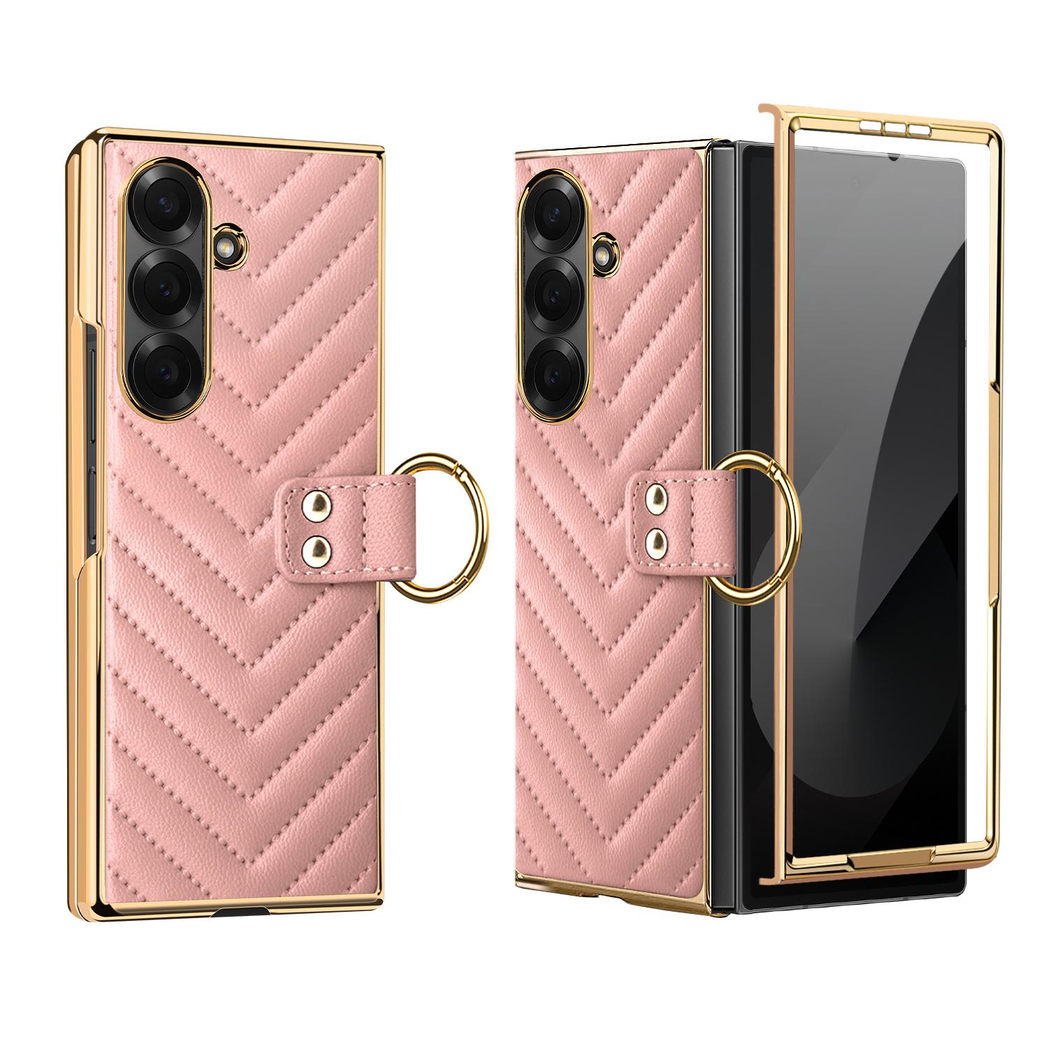 For Galaxy Z Fold8 Ultra 5G VIETAO Dream Series Metal Ring Leather Phone Case(Pink) - Shopkiz.com