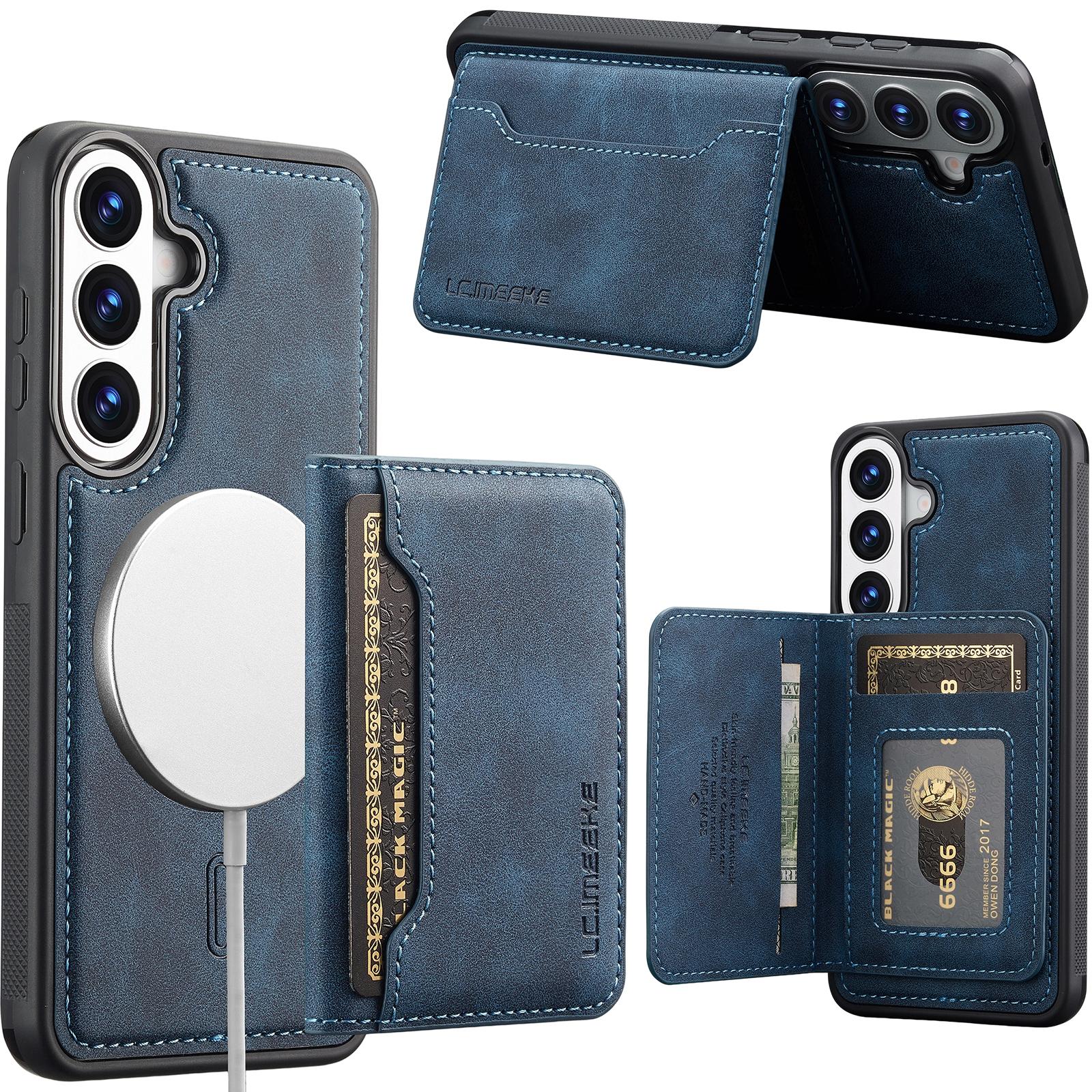 For Galaxy S23+ 5G LC.IMEEKE L7 Series RFID Card Bag Magnetic Phone Case(Blue) - Shopkiz.com