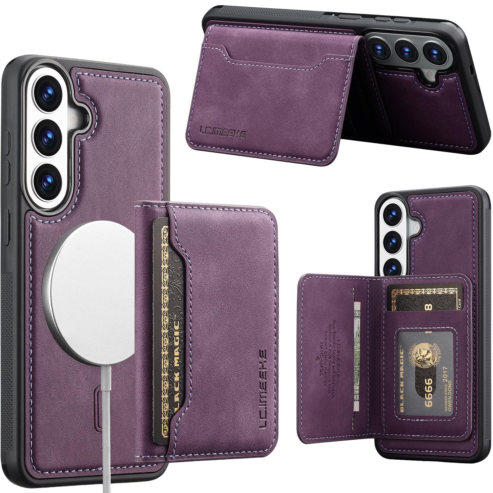 For Galaxy S23+ 5G LC.IMEEKE L7 Series RFID Card Bag Magnetic Phone Case(Purple) - Shopkiz.com