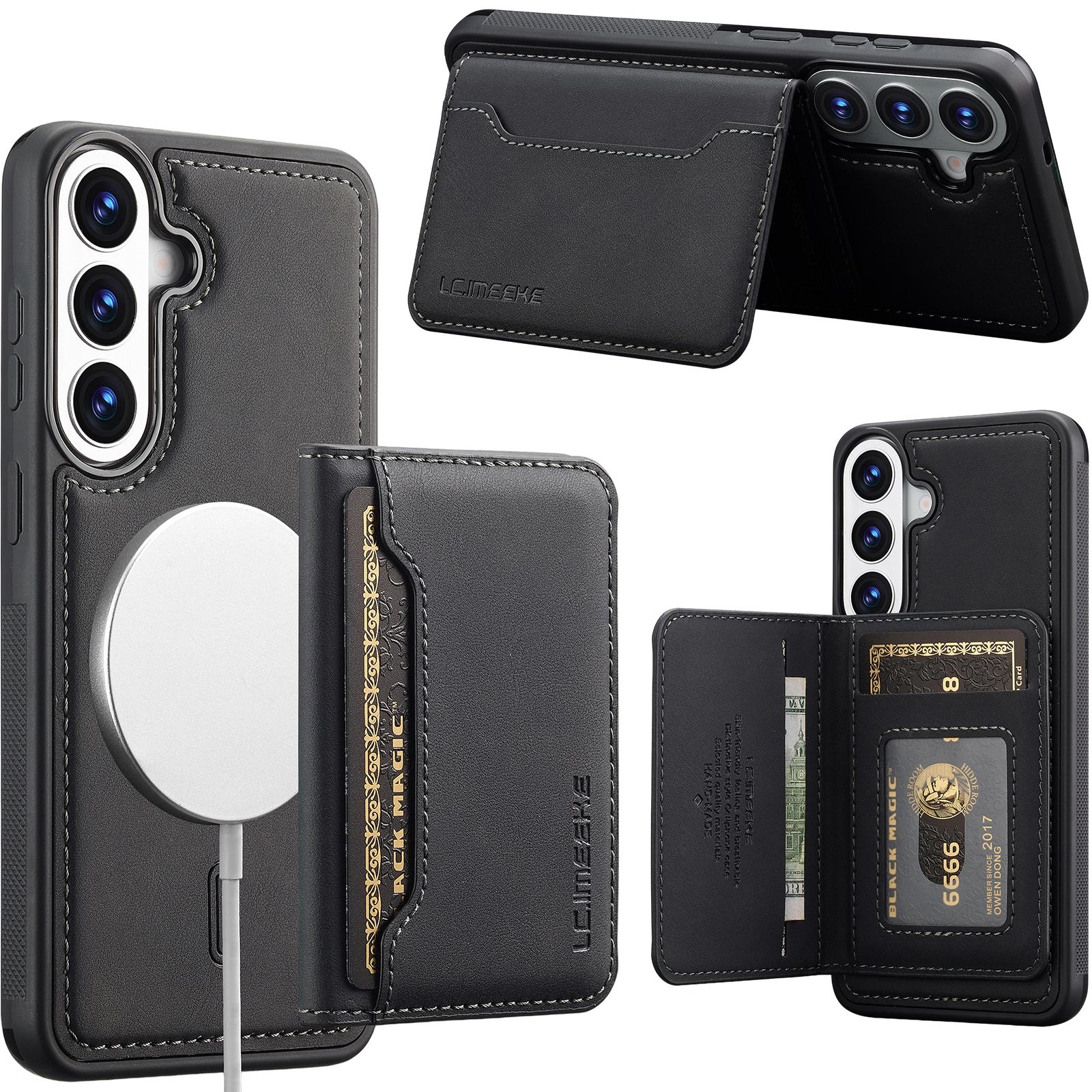 For Galaxy S22+ 5G LC.IMEEKE L7 Series RFID Card Bag Magnetic Phone Case(Black) - Shopkiz.com