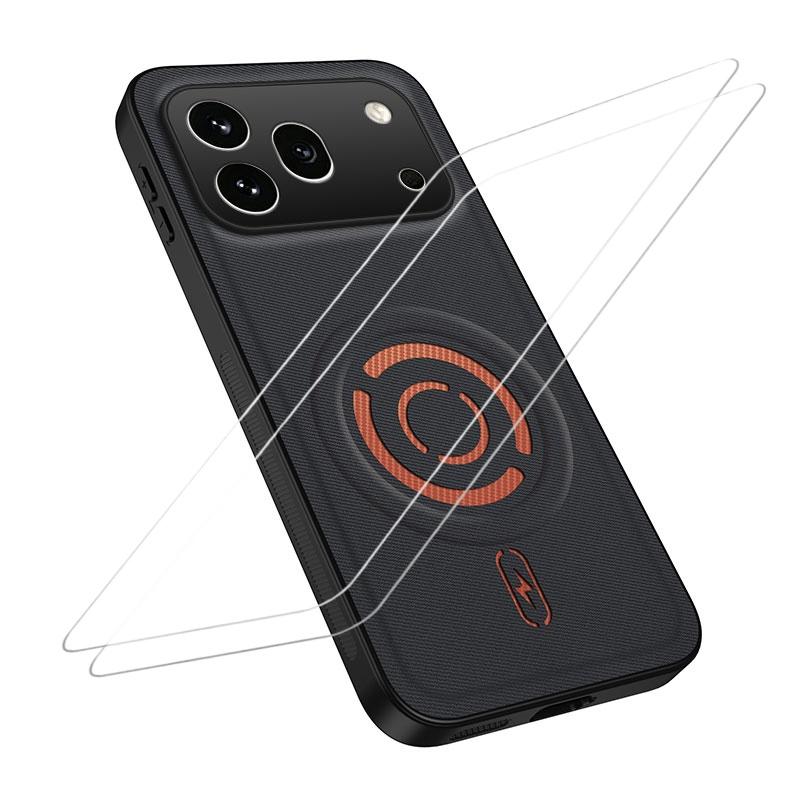 For Honor 600 Pro Global WANLONFENG Tech Fabric Texture Magnetic Phone Case with 2pcs Screen Films(Black) - Shopkiz.com