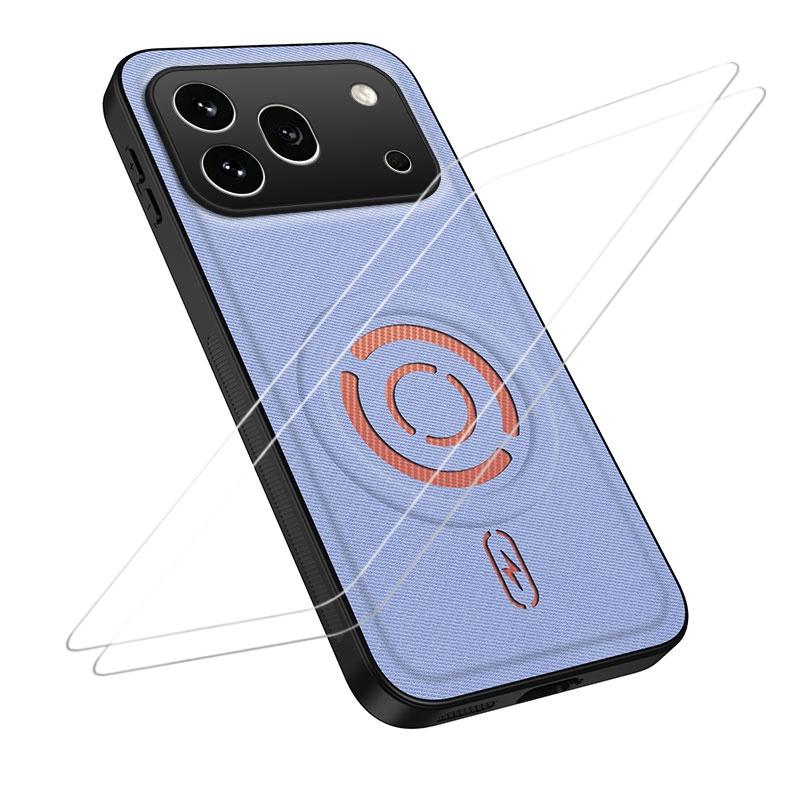 For Honor 600 Pro Global WANLONFENG Tech Fabric Texture Magnetic Phone Case with 2pcs Screen Films(Blue) - Shopkiz.com