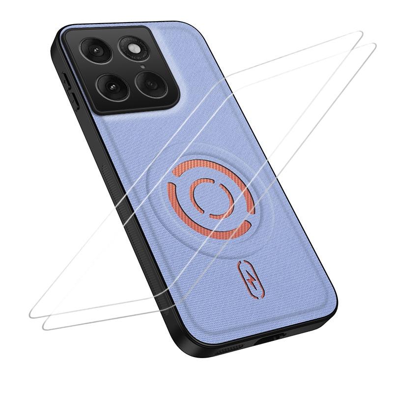 For Motorola Edge 70 Fusion WANLONFENG Tech Fabric Texture Magnetic Phone Case with 2pcs Screen Films(Blue) - Shopkiz.com