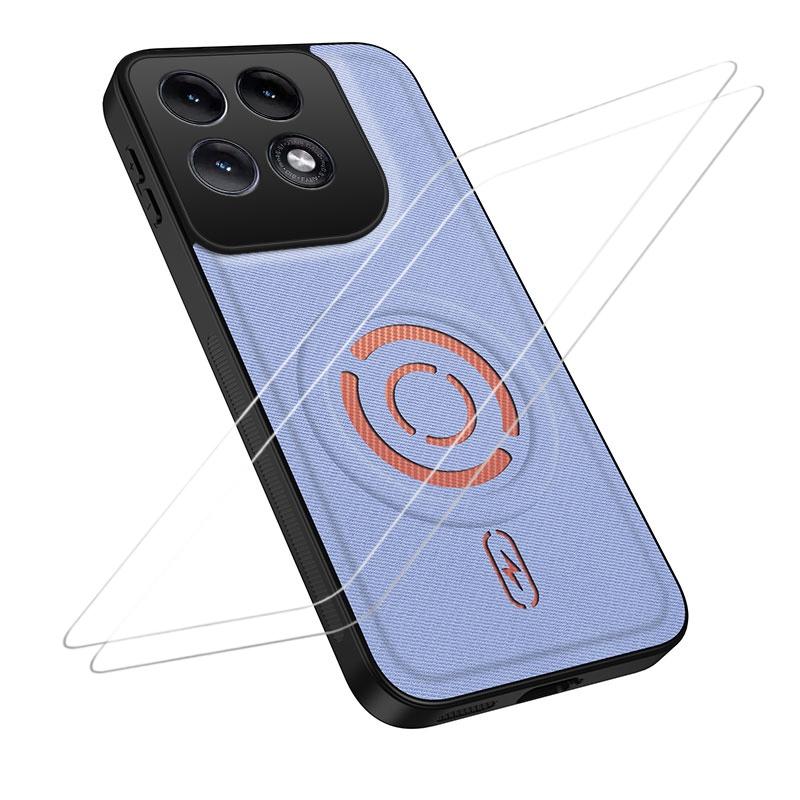 For Motorola Edge 70 Pro 5G WANLONFENG Tech Fabric Texture Magnetic Phone Case with 2pcs Screen Films(Blue) - Shopkiz.com