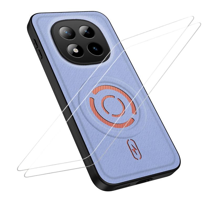 For Redmi Note 15 5G Global 164mm WANLONFENG Tech Fabric Texture Magnetic Phone Case with 2pcs Screen Films(Blue) - Shopkiz.com