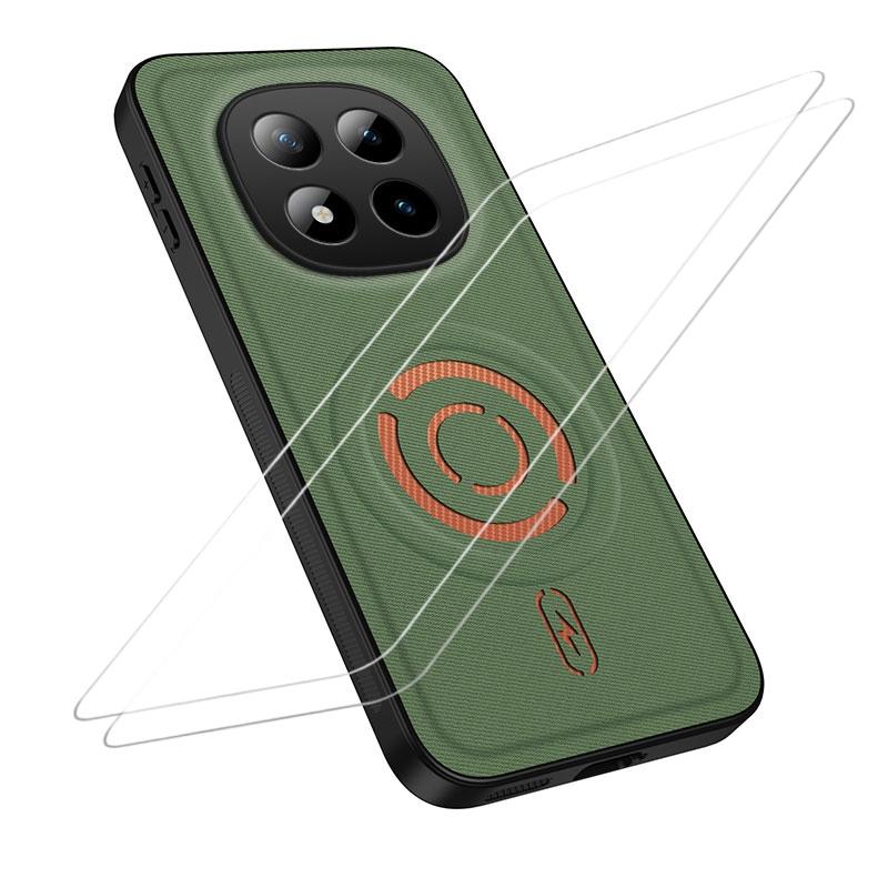 For Redmi Note 15 5G Global 164mm WANLONFENG Tech Fabric Texture Magnetic Phone Case with 2pcs Screen Films(Green) - Shopkiz.com