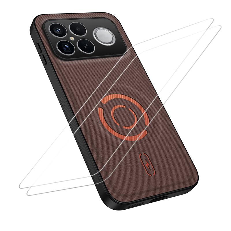 For Xiaomi Poco F8 Ultra/Redmi K90 Pro Max WANLONFENG Tech Fabric Texture Magnetic Phone Case with 2pcs Screen Films(Coffee) - Shopkiz.com