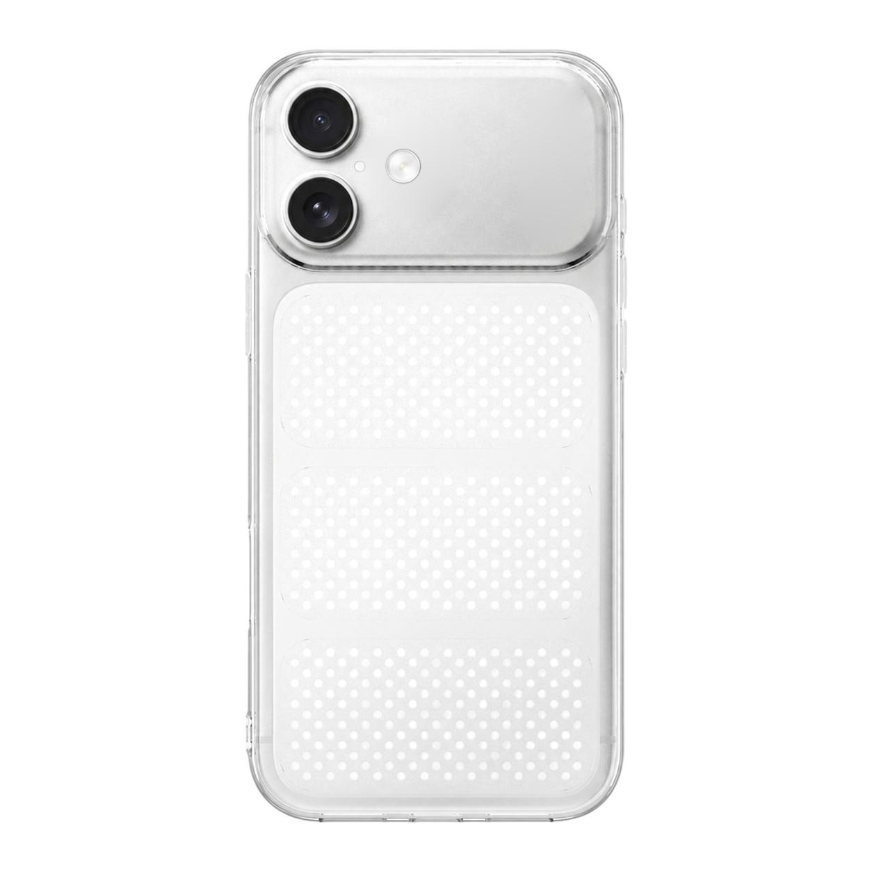For iPhone 17 Large Window Mesh Breathable Cooling TPU Phone Case(Transparent White) - Shopkiz.com