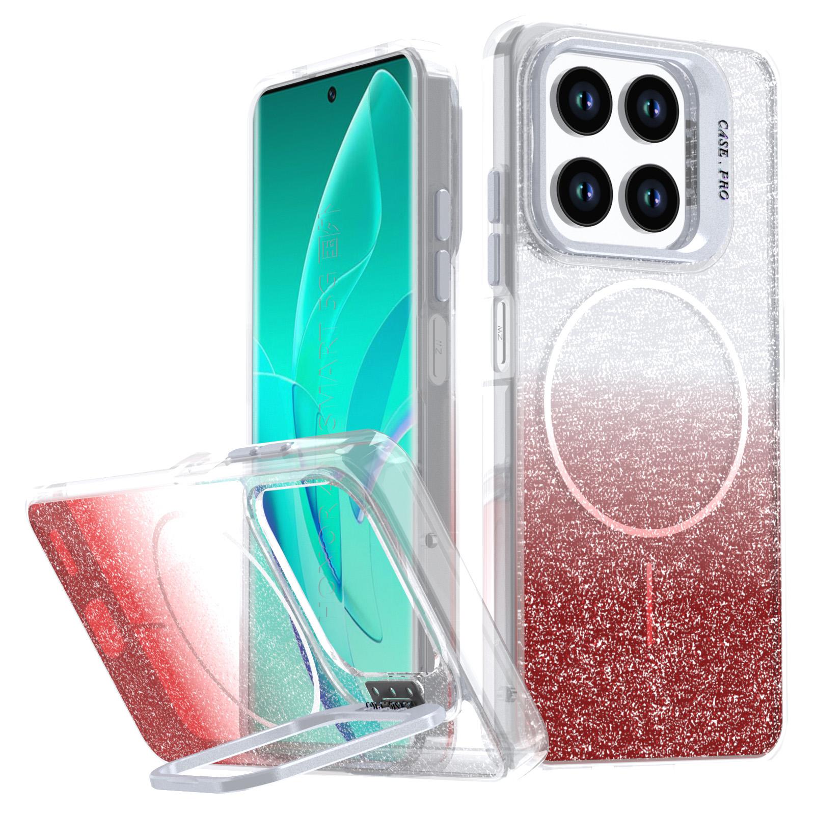 For Honor 400 Smart 4G Glitter Gradient Magnetic Lens Frame Holder Phone Case(Red) - Shopkiz.com