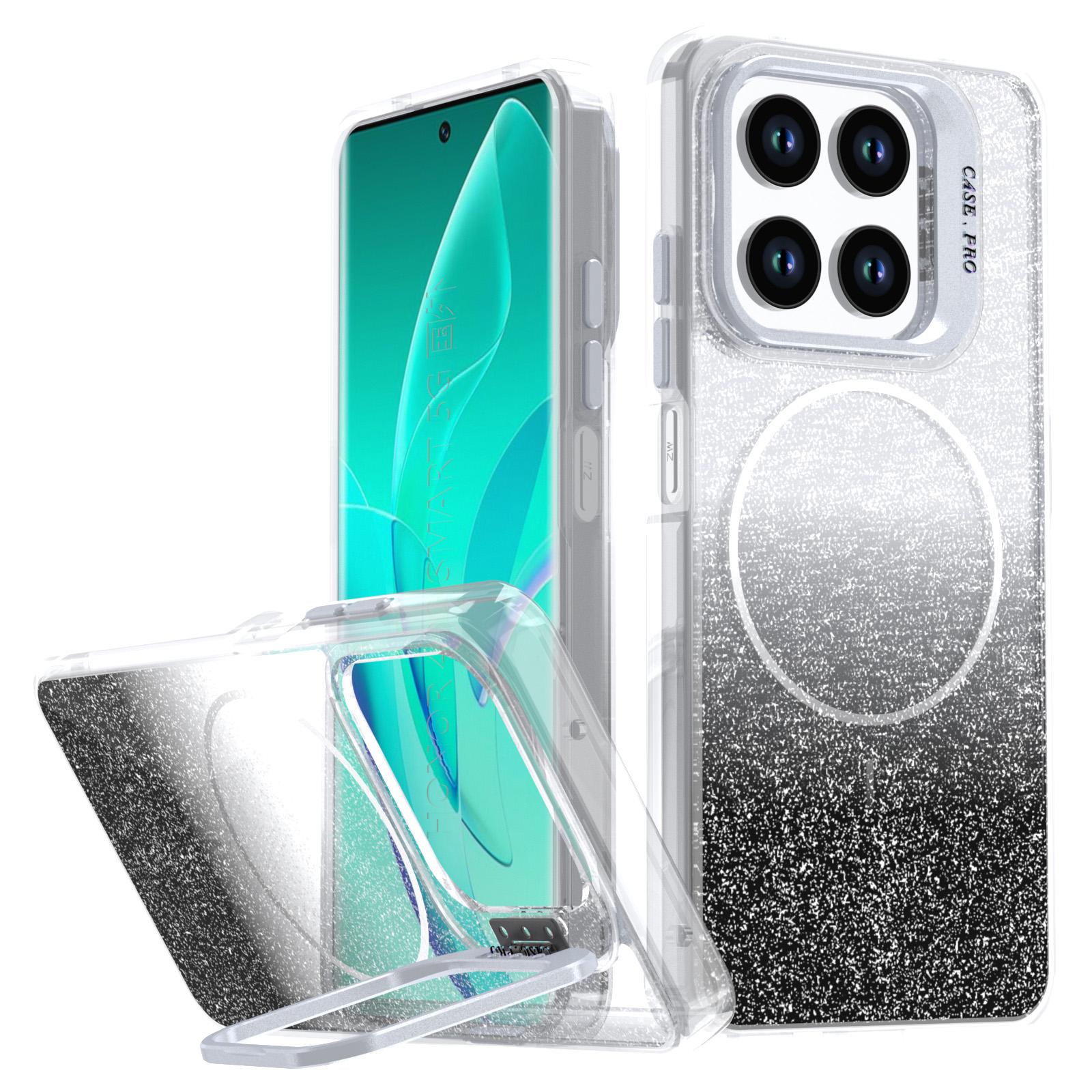 For Honor 400 Smart 4G Glitter Gradient Magnetic Lens Frame Holder Phone Case(Black) - Shopkiz.com