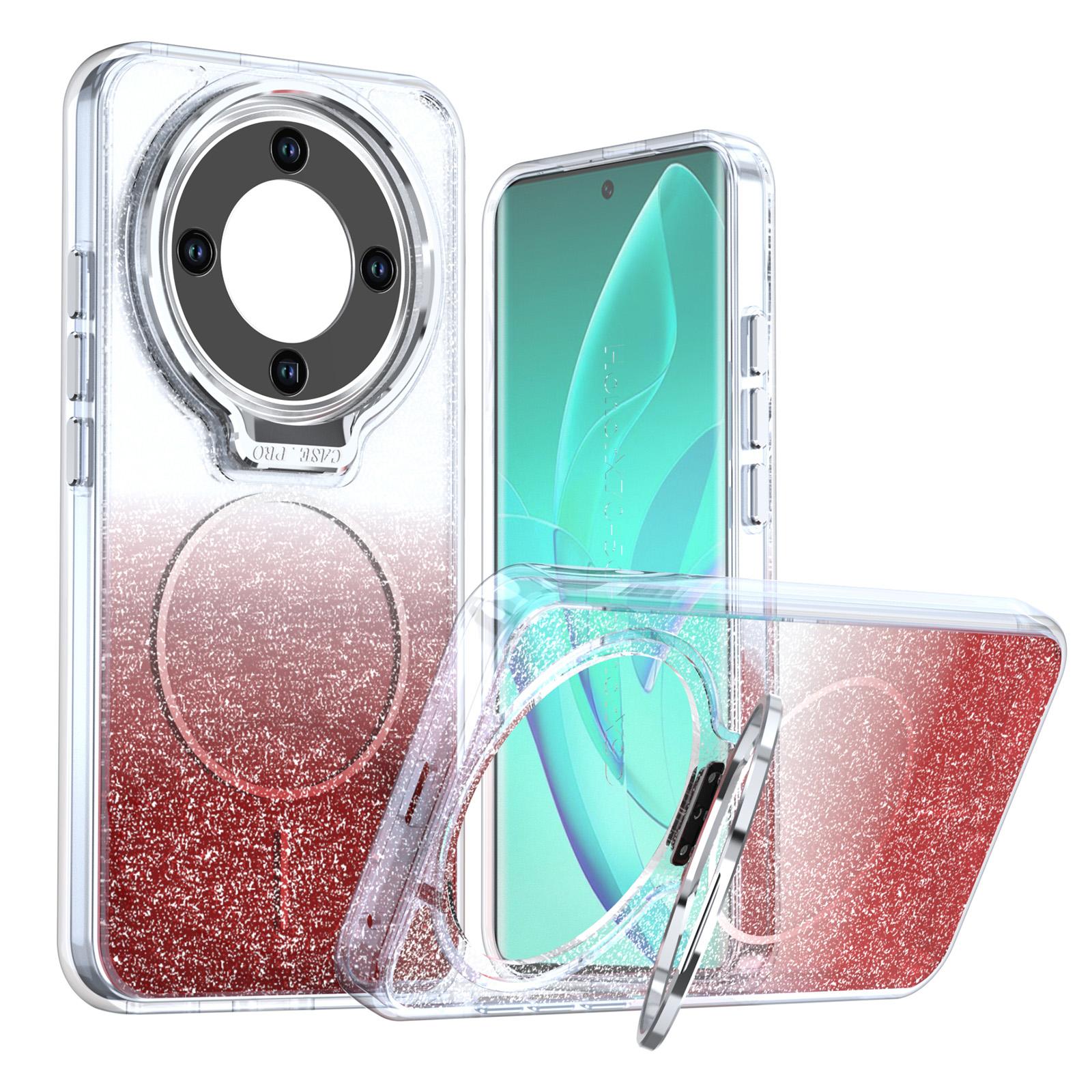 For Honor Magic8 Lite Glitter Gradient Magnetic Lens Frame Holder Phone Case(Red) - Shopkiz.com
