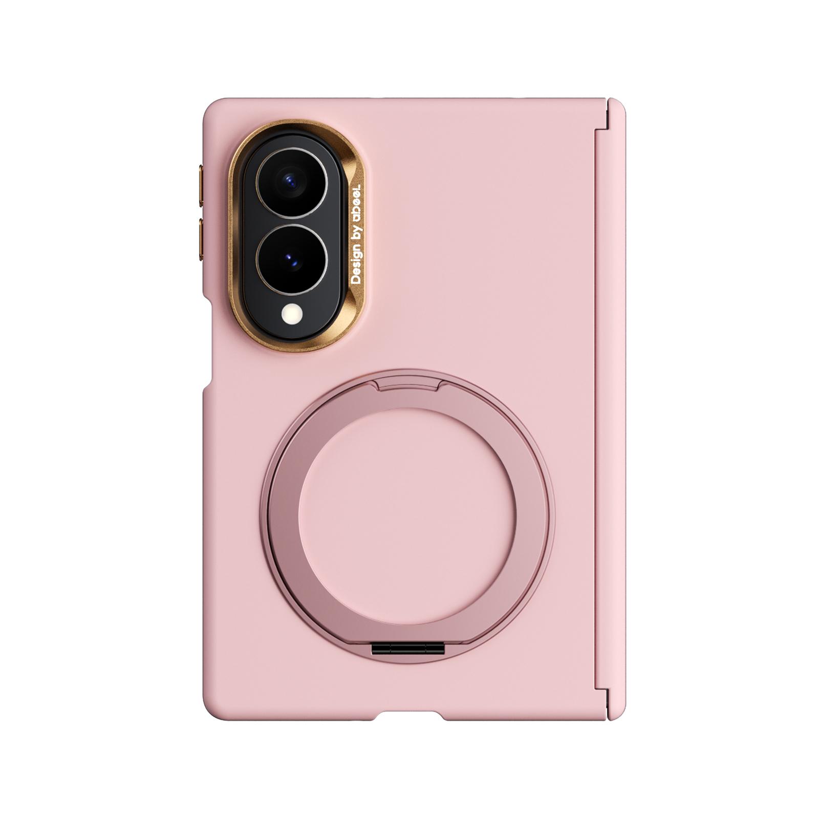 For Galaxy Z Fold8 5G ABEEL Lightweight Zero Skin Feel Magnetic PC Phone Case with Holder(Pink) - Shopkiz.com