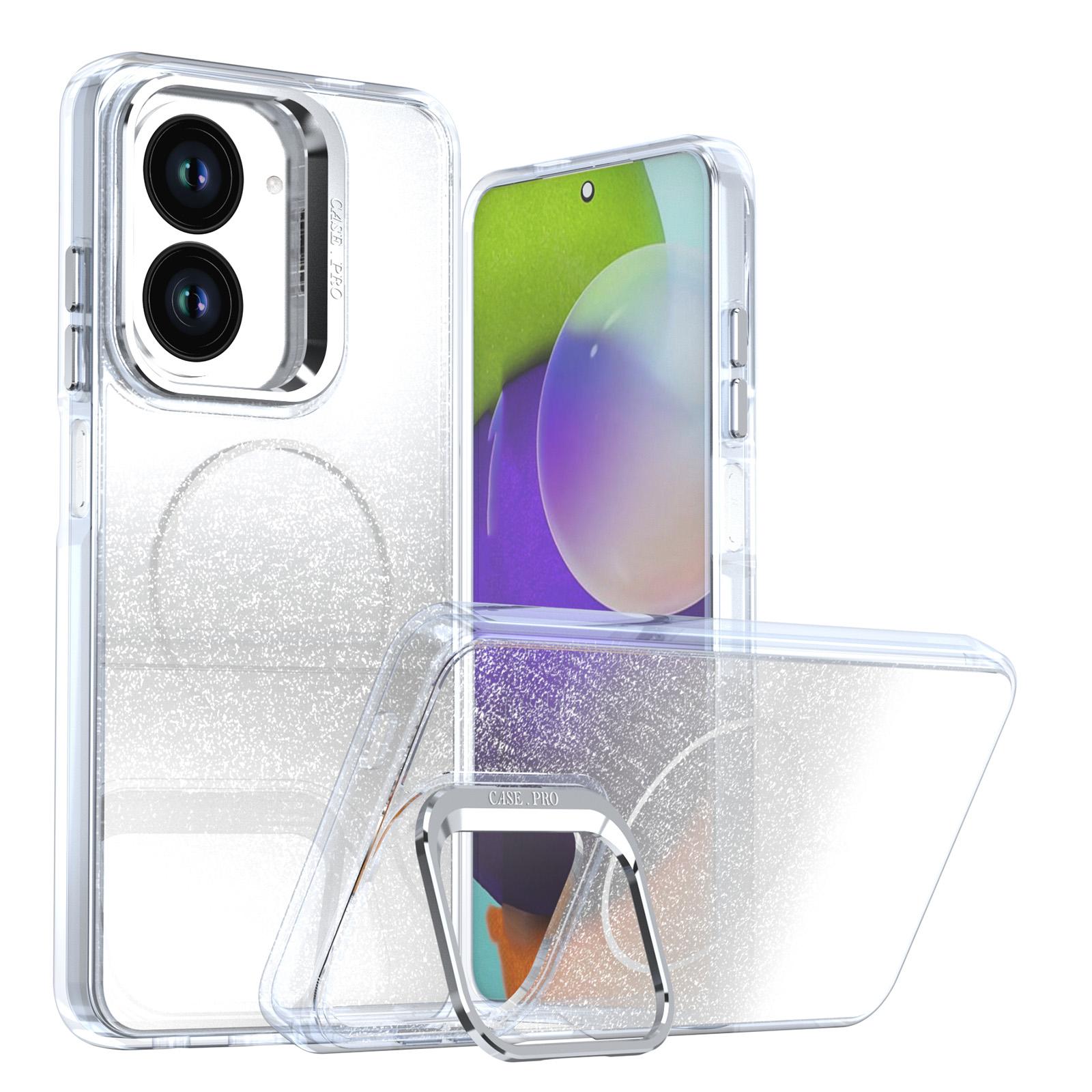 For Redmi A5 4G 171mm Glitter Gradient Magnetic Lens Frame Holder Phone Case(White) - Shopkiz.com