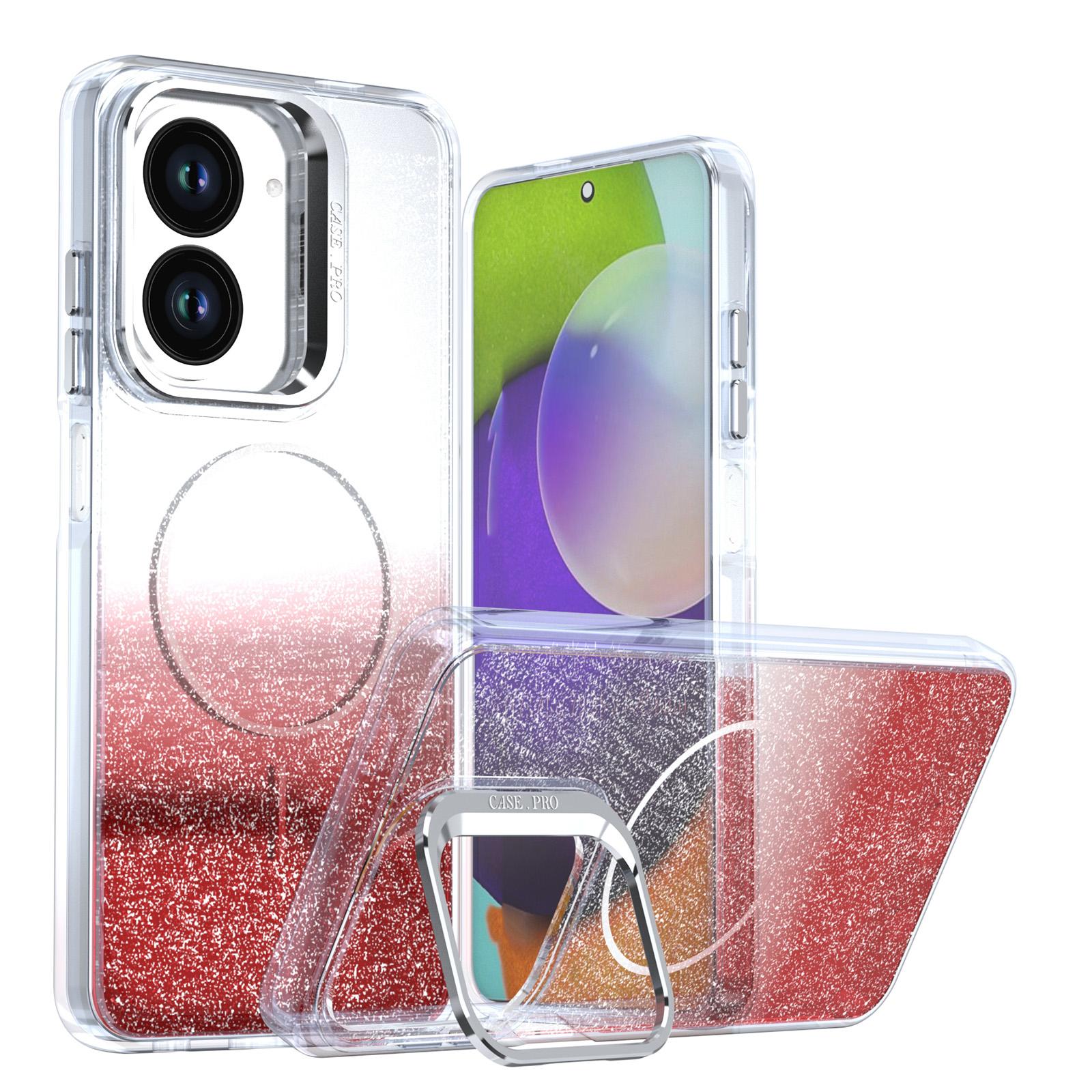 For Redmi A5 4G 171mm Glitter Gradient Magnetic Lens Frame Holder Phone Case(Red) - Shopkiz.com