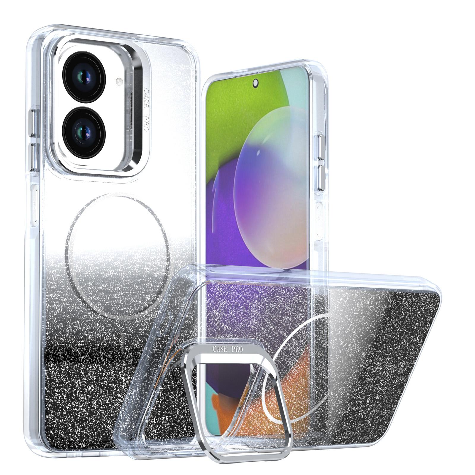 For Redmi A5 4G 171mm Glitter Gradient Magnetic Lens Frame Holder Phone Case(Black) - Shopkiz.com