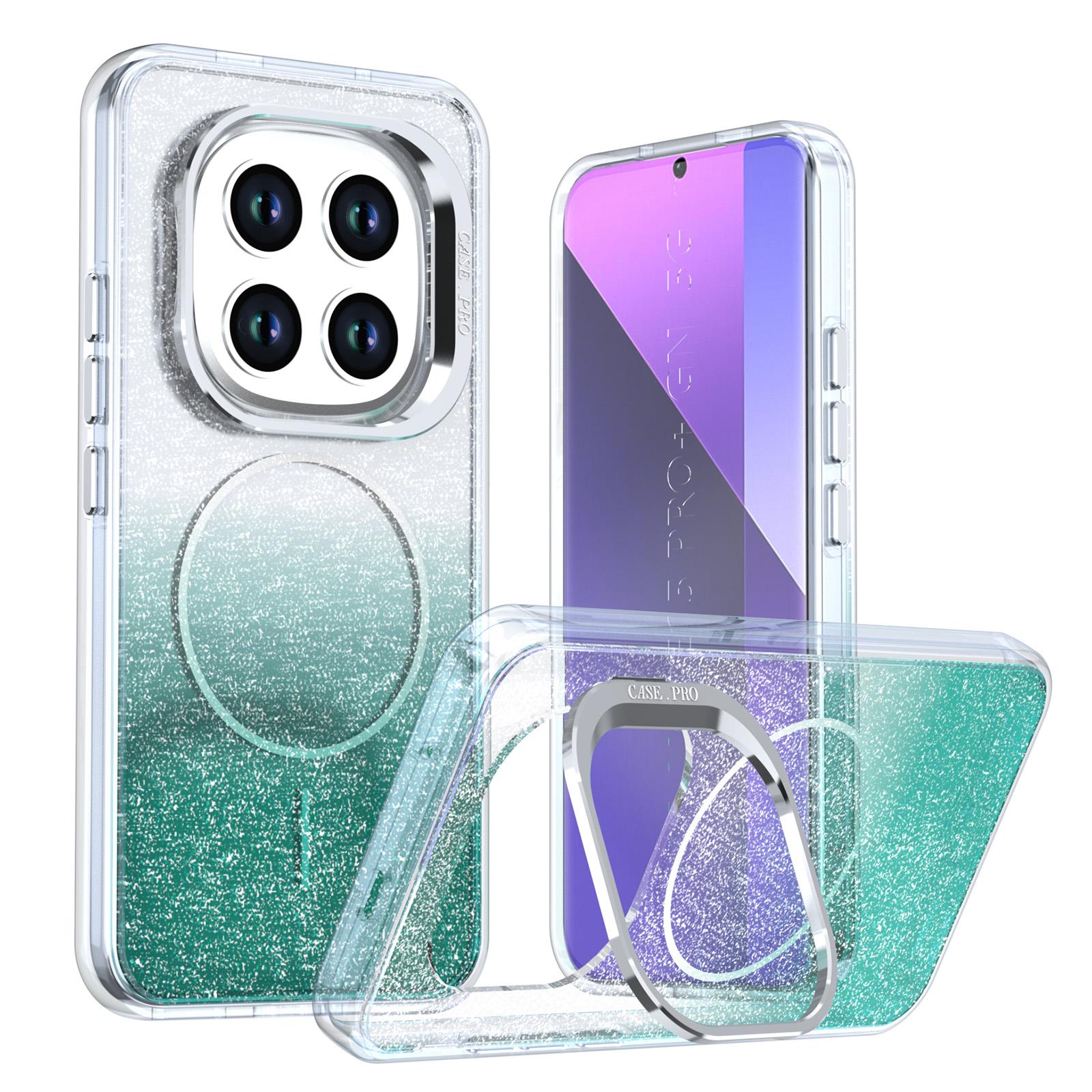 For Redmi Note 15 Pro+ 5G 163.3mm Glitter Gradient Magnetic Lens Frame Holder Phone Case(Lake Green) - Shopkiz.com