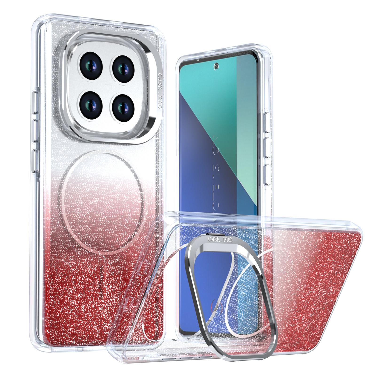 For Redmi Note 15 5G / 4G 164mm Glitter Gradient Magnetic Lens Frame Holder Phone Case(Red) - Shopkiz.com