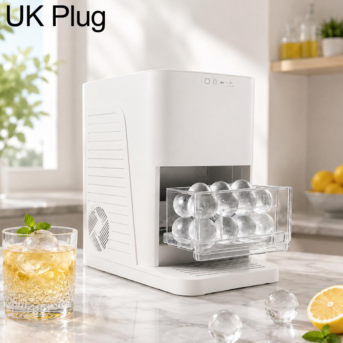 Medium-sized Household Fully Automatic Spherical Ice Maker, Specification:UK Plug(White) - Shopkiz.com