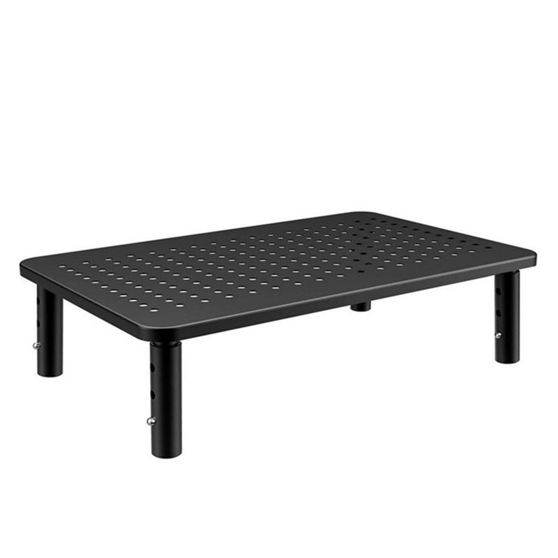 Adjustable Metal Monitor Stand with Ventilated Cooling Panel, Model:No Drawers-Iron Feet - Shopkiz.com
