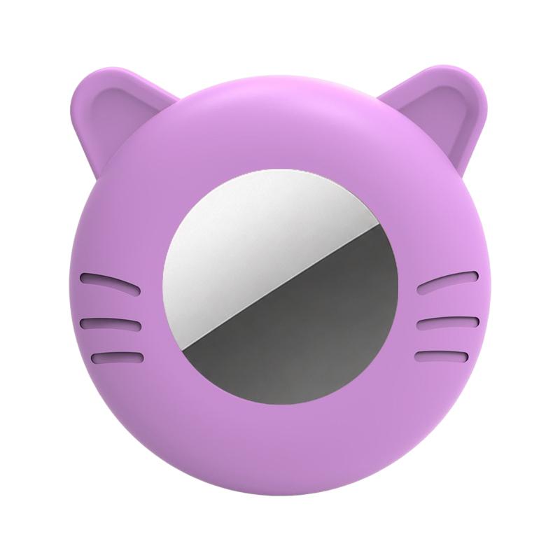 For AirTag 2nd / 1st Gen Cat Shape Pets Anti-lost Waterproof Protective Cover(Light Purple) - Shopkiz.com