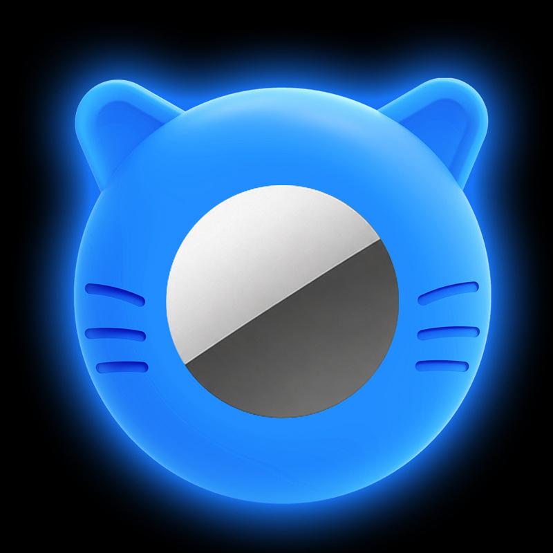 For AirTag 2nd / 1st Gen Cat Shape Pets Anti-lost Waterproof Protective Cover(Fluorescent Blue) - Shopkiz.com