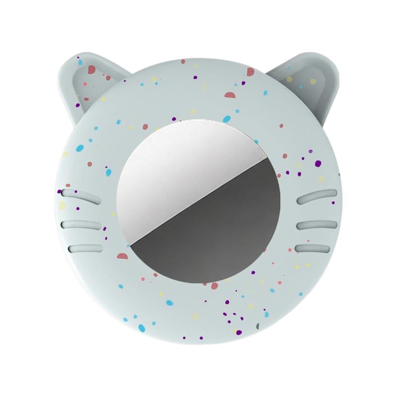 For AirTag 2nd / 1st Gen Cat Shape Pets Anti-lost Waterproof Protective Cover(Polka Dot Light Blue) - Shopkiz.com