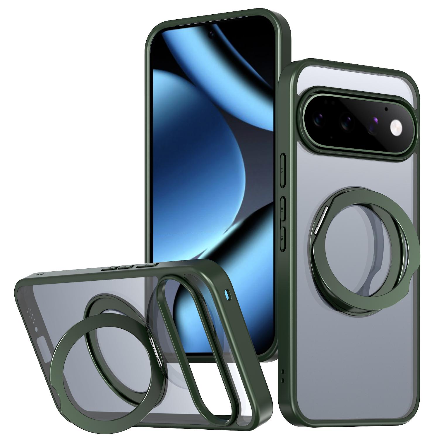 For Google Pixel 11 kalebol MagSafe Metal Ring Holder Phone Case(Green) - Shopkiz.com