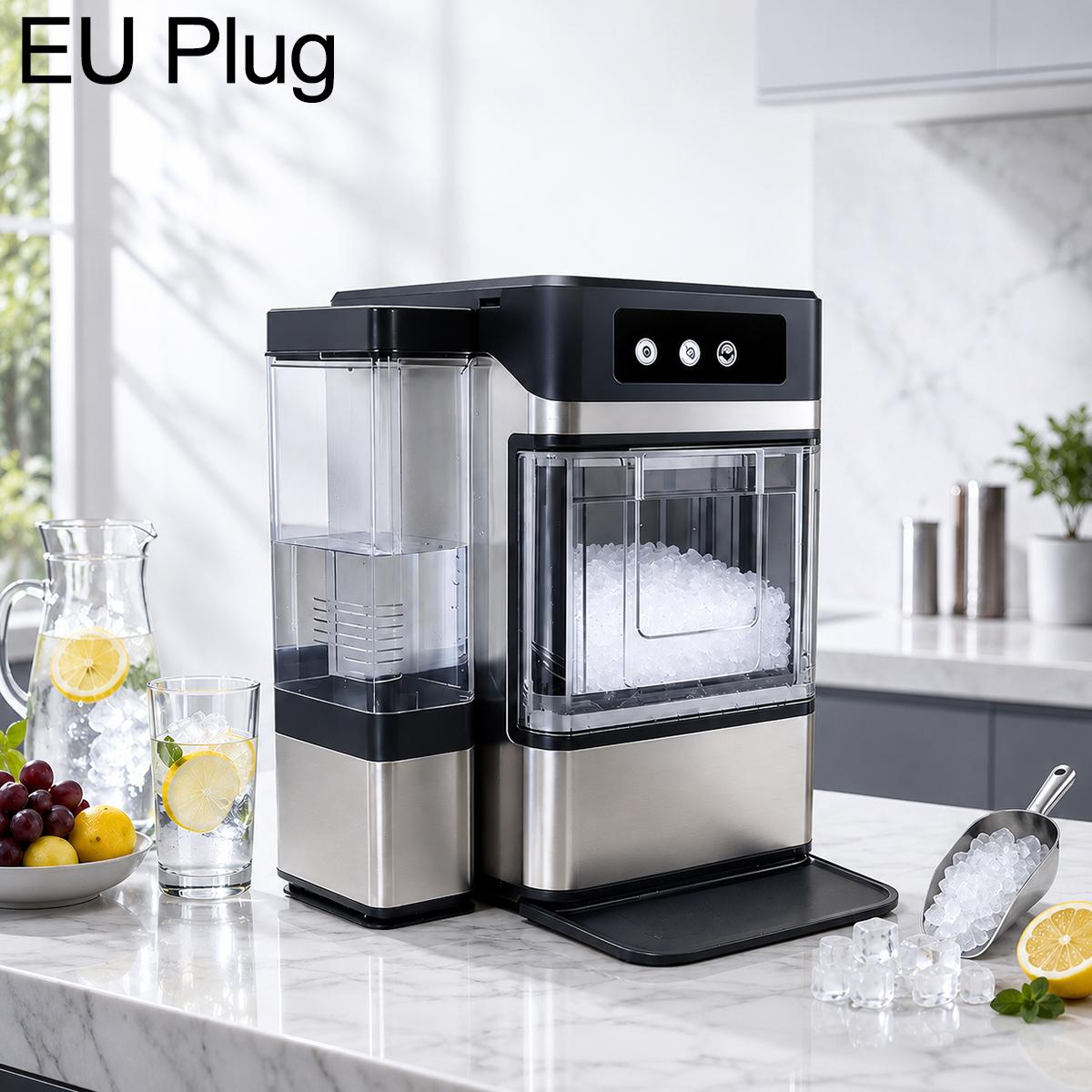 Commercial Household Fully Automatic Intelligent Ice Maker, Specification:EU Plug(Silver) - Shopkiz.com