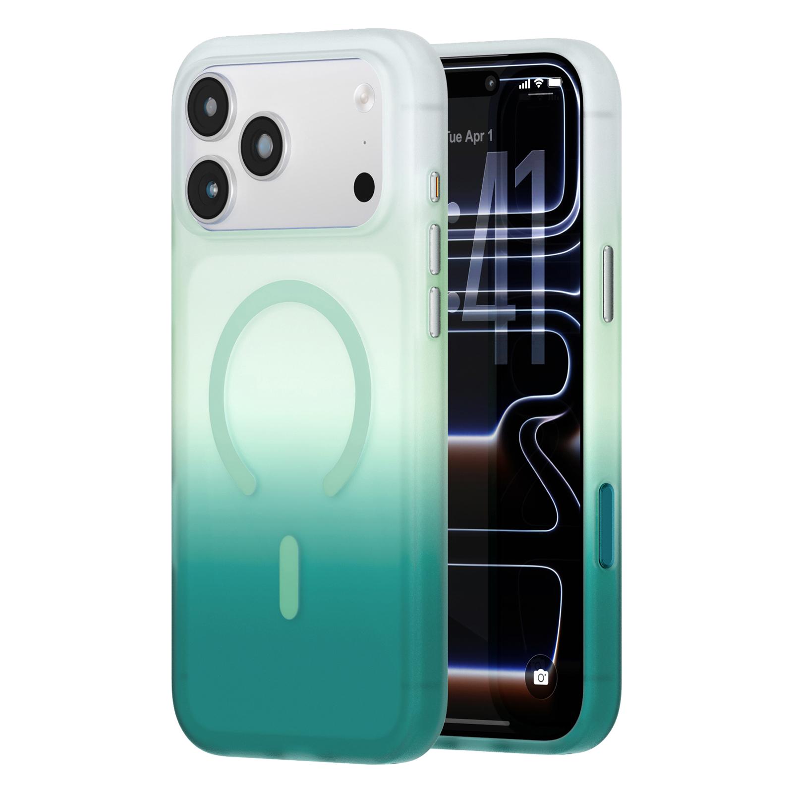 For iPhone 17 Pro Twilight Gradient Magnetic Phone Case(Sky Cyan) - Shopkiz.com