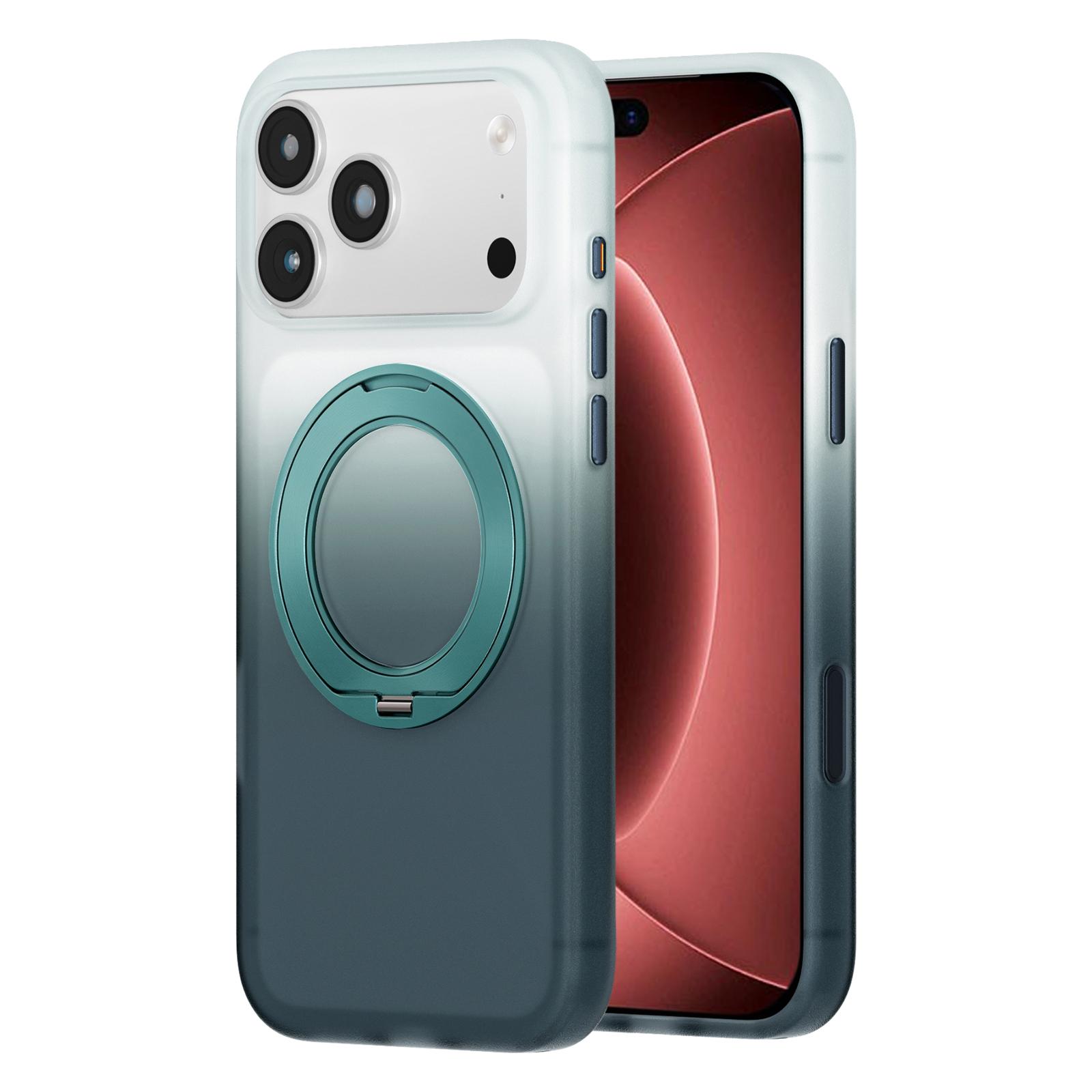 For iPhone 18 Pro Twilight Gradient 360 rotation Holder Magnetic Phone Case(Winter Forest) - Shopkiz.com
