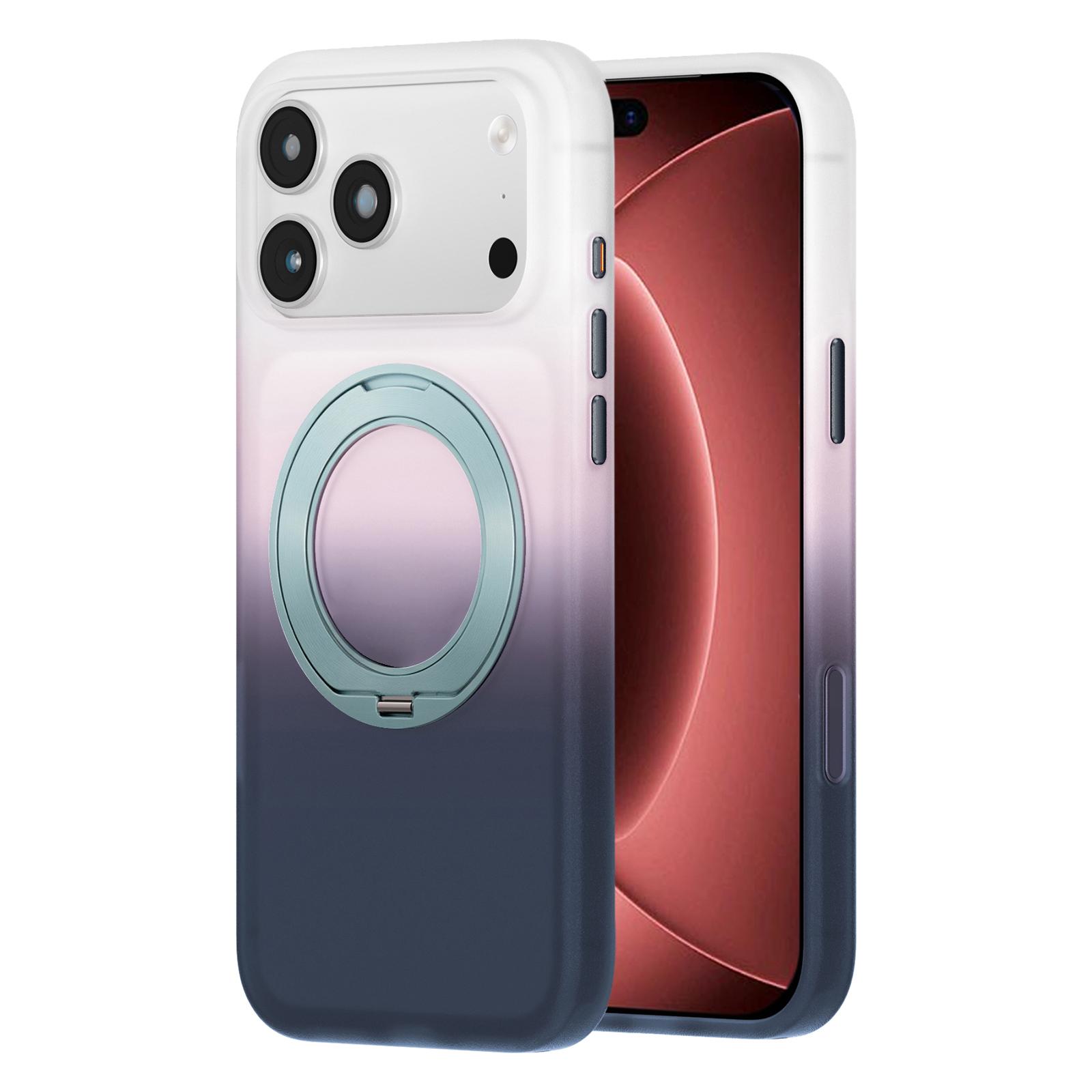 For iPhone 18 Pro Max Twilight Gradient 360 rotation Holder Magnetic Phone Case(Snowy Scenery) - Shopkiz.com
