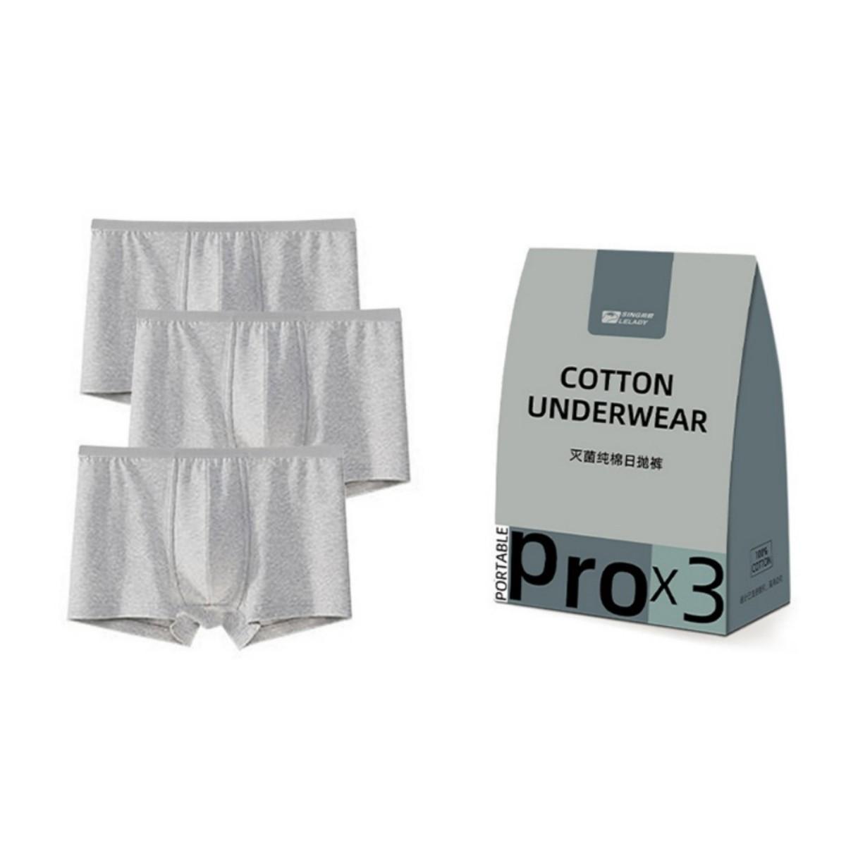 3 PCS/Pack Men Disposable Boxer Briefs Sterilized Travel Single-Use Underwears, Size:XXXL(Cotton-Grey) - Shopkiz.com