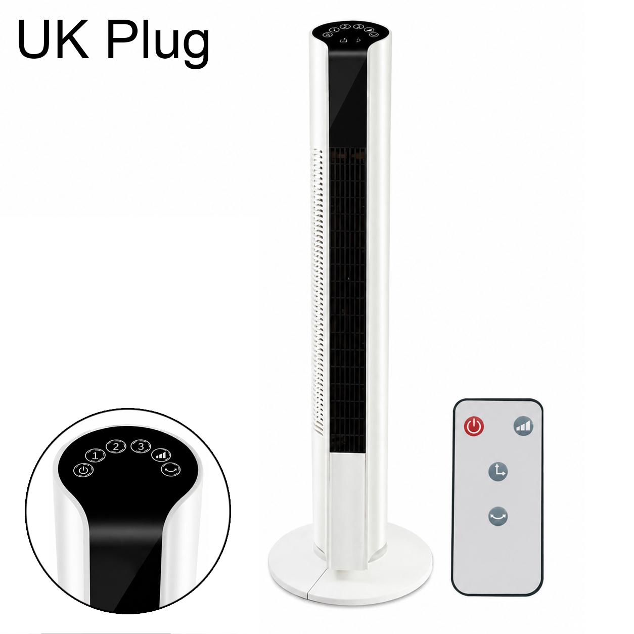 Freestanding Tower Fan, Three-Speed Bladeless Floor Fan, Specification:Remote Control Version(UK Plug) - Shopkiz.com