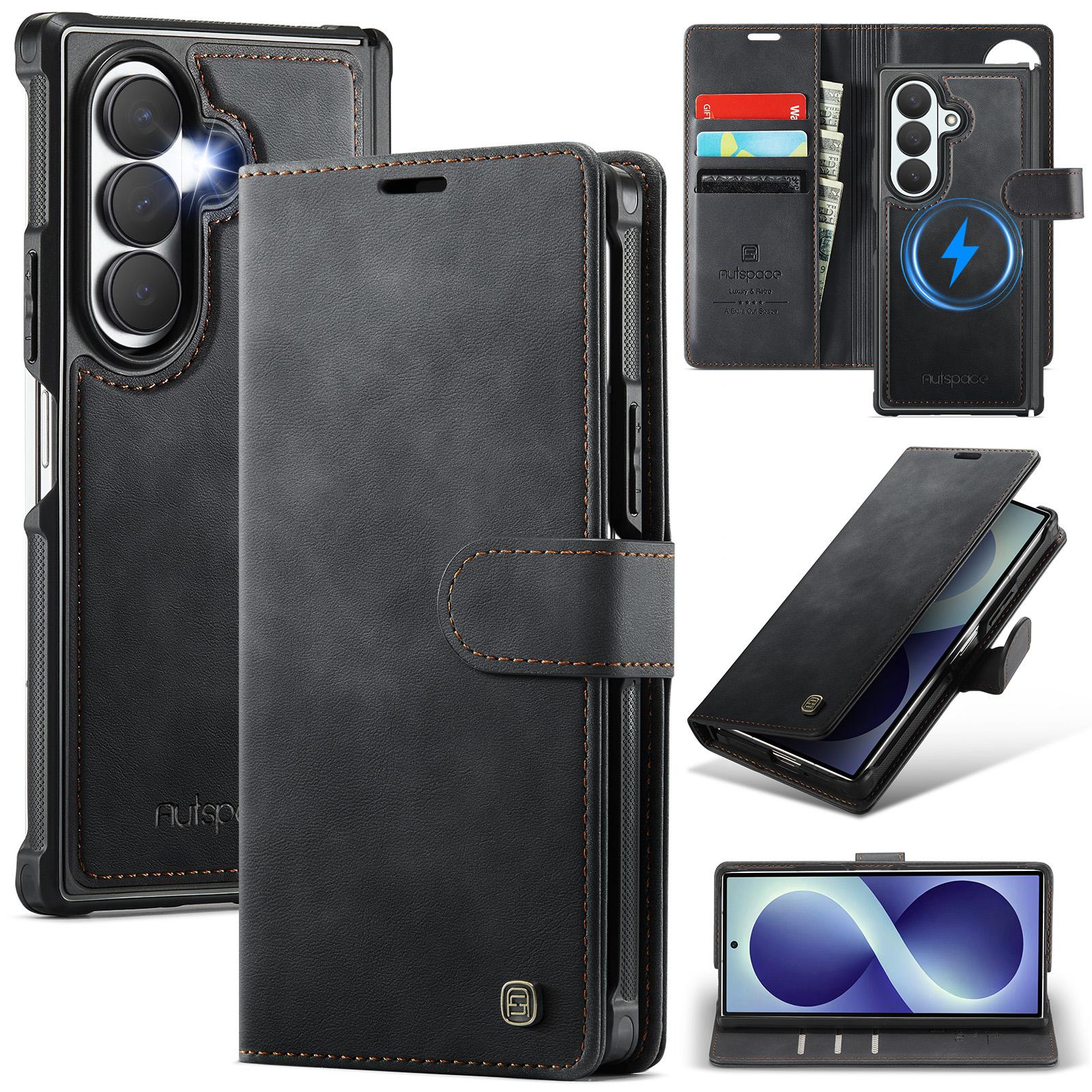 For Galaxy Z Fold8 Ultra 5G AutSpace A05 2 in 1 Retro Calf Texture MagSafe Magnetic Phone Case(Black) - Shopkiz.com