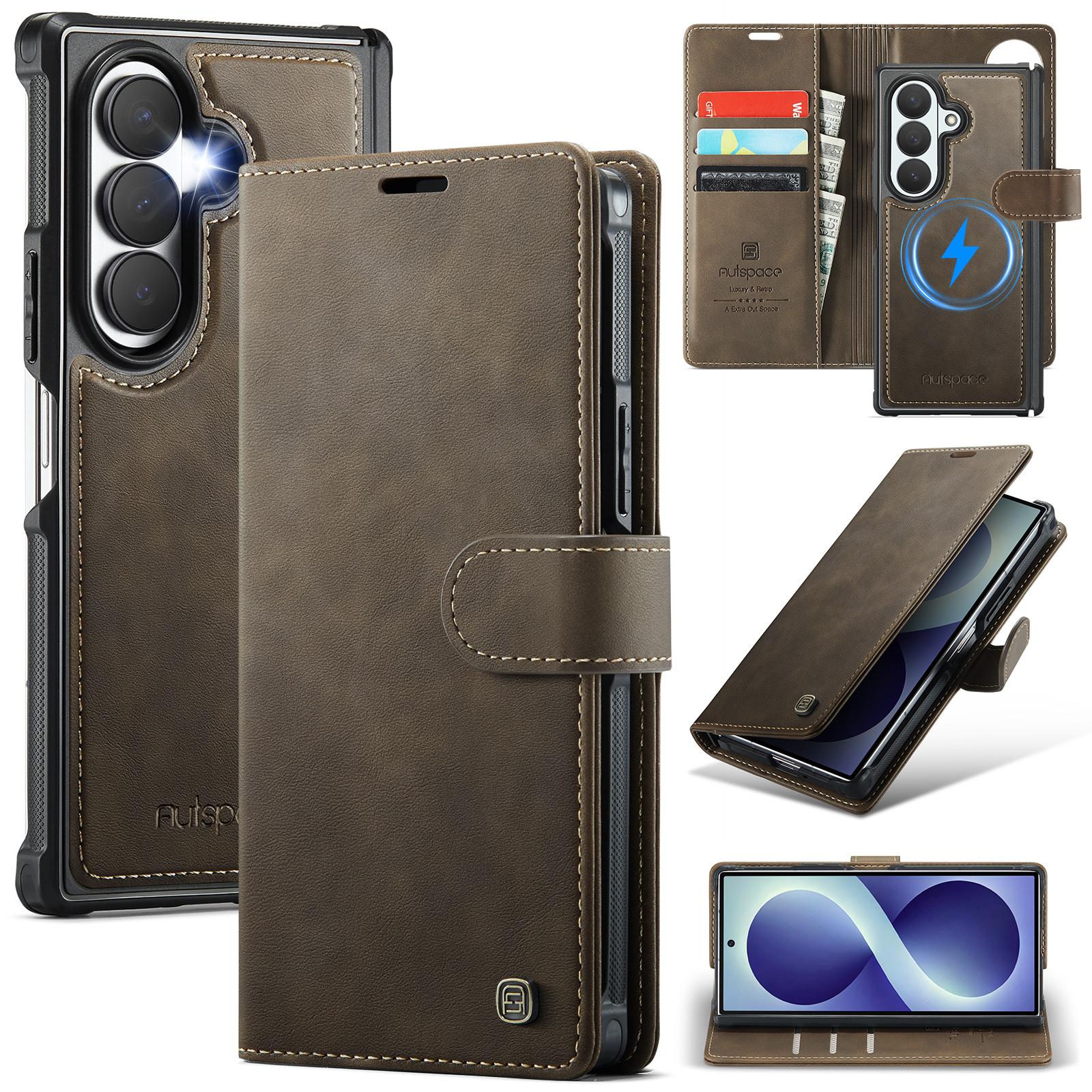 For Galaxy Z Fold8 Ultra 5G AutSpace A05 2 in 1 Retro Calf Texture MagSafe Magnetic Phone Case(Brown) - Shopkiz.com