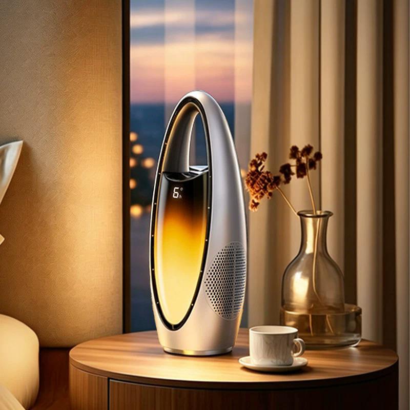 F17 Spray Humidifier Ambient Light Floor Freestanding Bladeless Fan(White) - Shopkiz.com