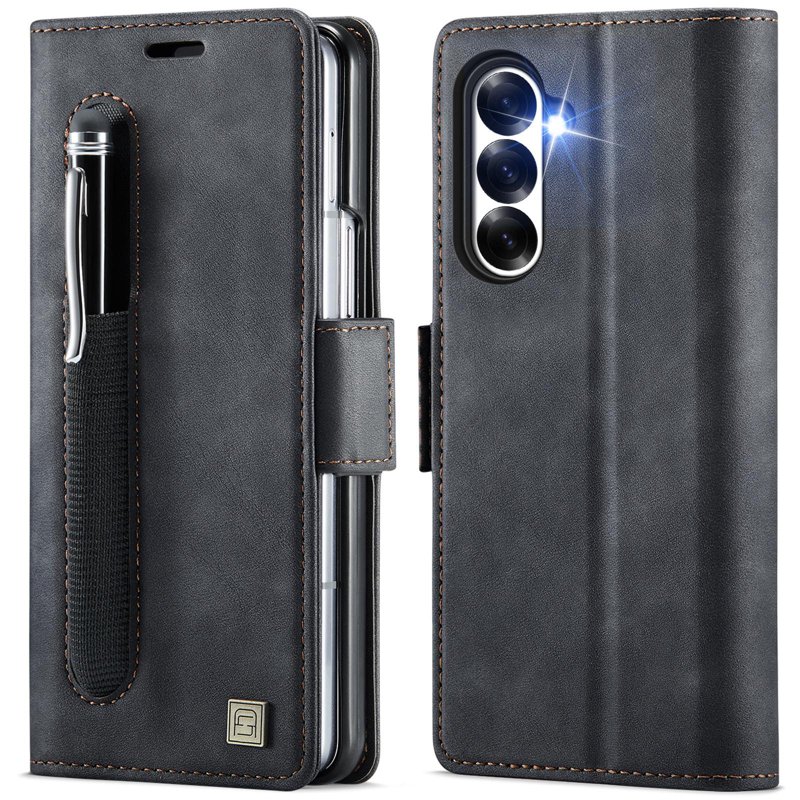 For Galaxy Z Fold8 Ultra 5G AutSpace A11 Side Buckle MagSafe Magnetic RFID Phone Leather Case with Pen Slot(Black) - Shopkiz.com