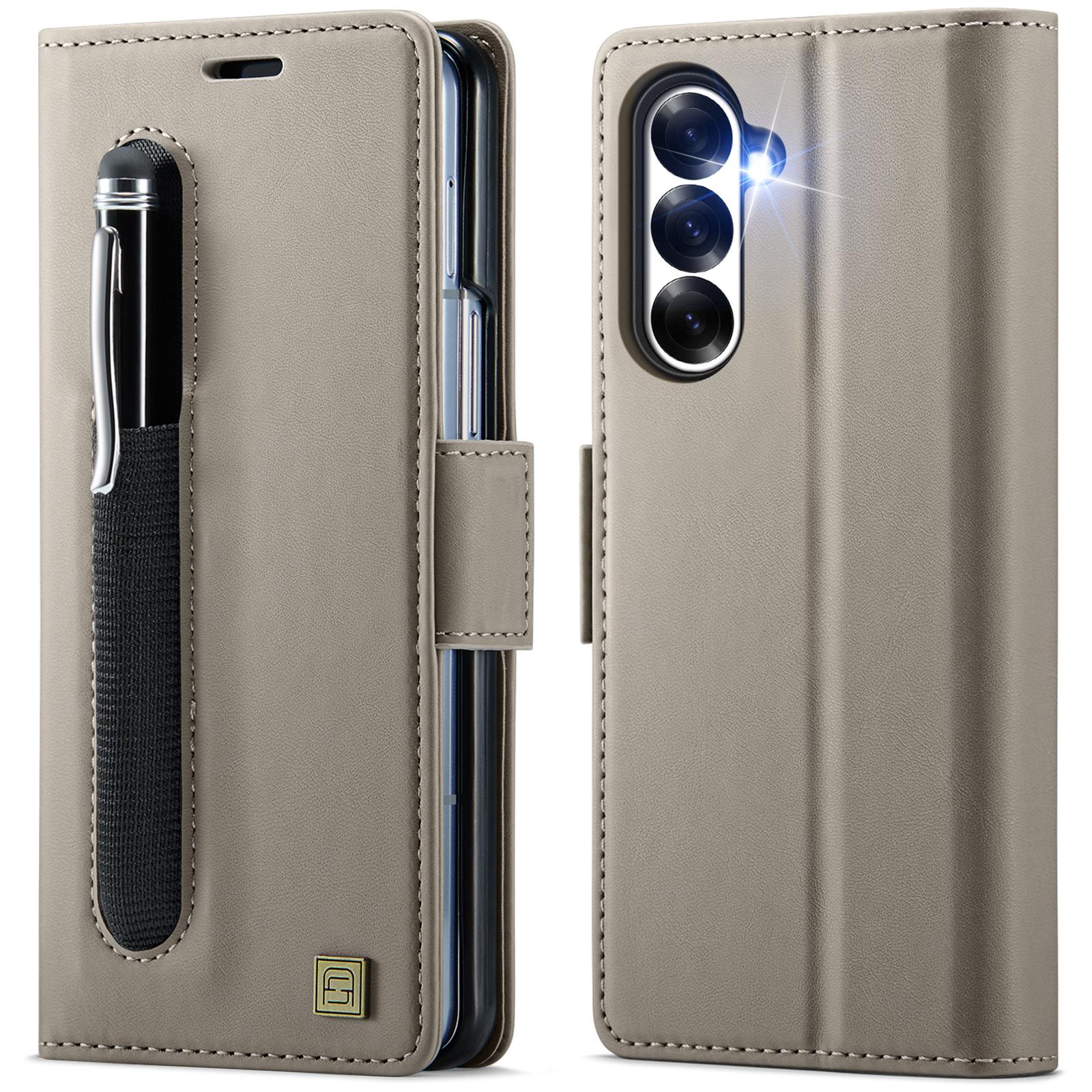 For Galaxy Z Fold8 Ultra 5G AutSpace A11 Side Buckle MagSafe Magnetic RFID Phone Leather Case with Pen Slot(Grey) - Shopkiz.com