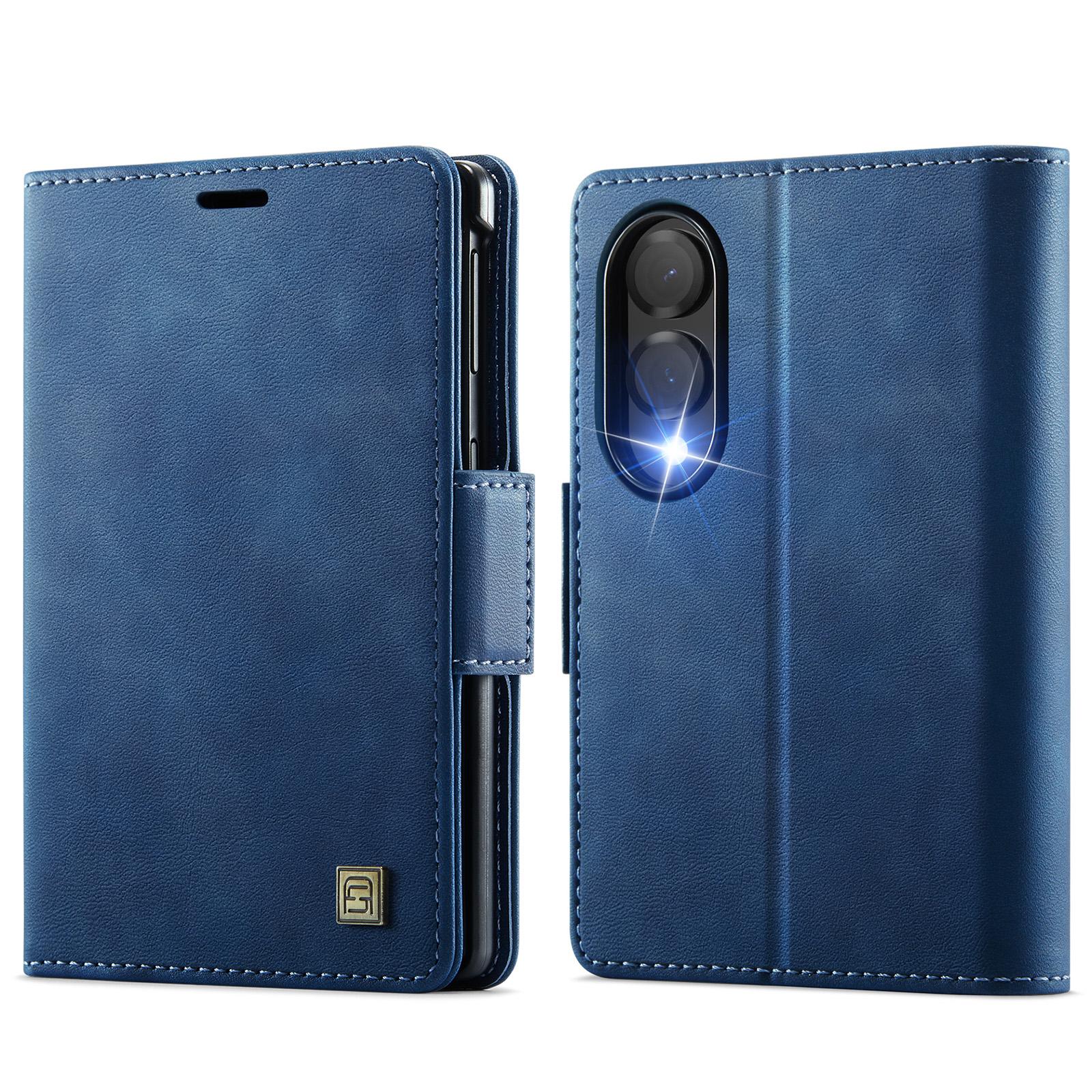 For Galaxy Z Fold8 5G AutSpace A11 Side Buckle MagSafe Magnetic RFID Phone Leather Case(Blue) - Shopkiz.com