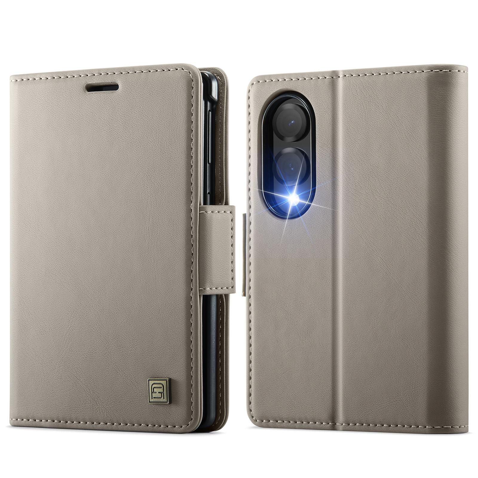 For Galaxy Z Fold8 5G AutSpace A11 Side Buckle MagSafe Magnetic RFID Phone Leather Case(Grey) - Shopkiz.com