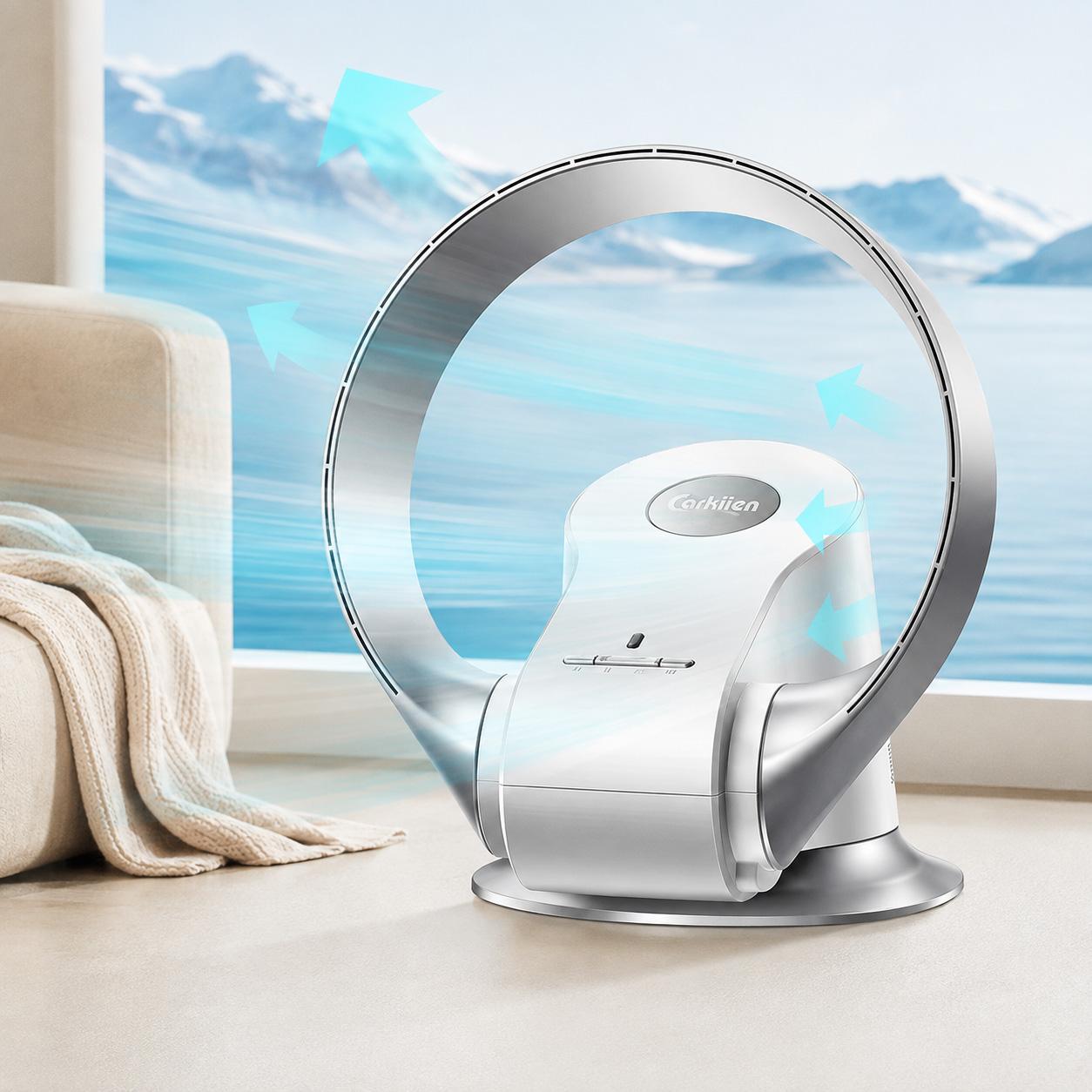 Carkiien SKJ-CR309WD Smart Remote Control Tabletop and Wall Mount Bladeless Fan(Silver) - Shopkiz.com