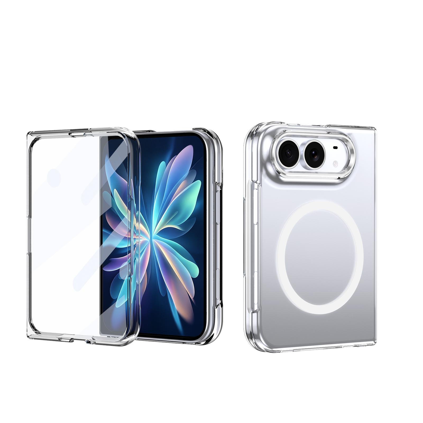 For iPhone Fold lce Folding Series MagSafe Integrated Clear PC Phone Case(Silver) - Shopkiz.com