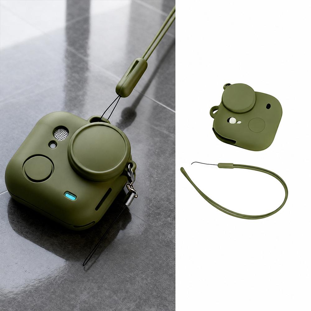 For Insta360 Go Ultra Silicone Protective Full-Body Camera Cover with Neck Strap and Lens Anti-Loss Strap(Green) - Shopkiz.com