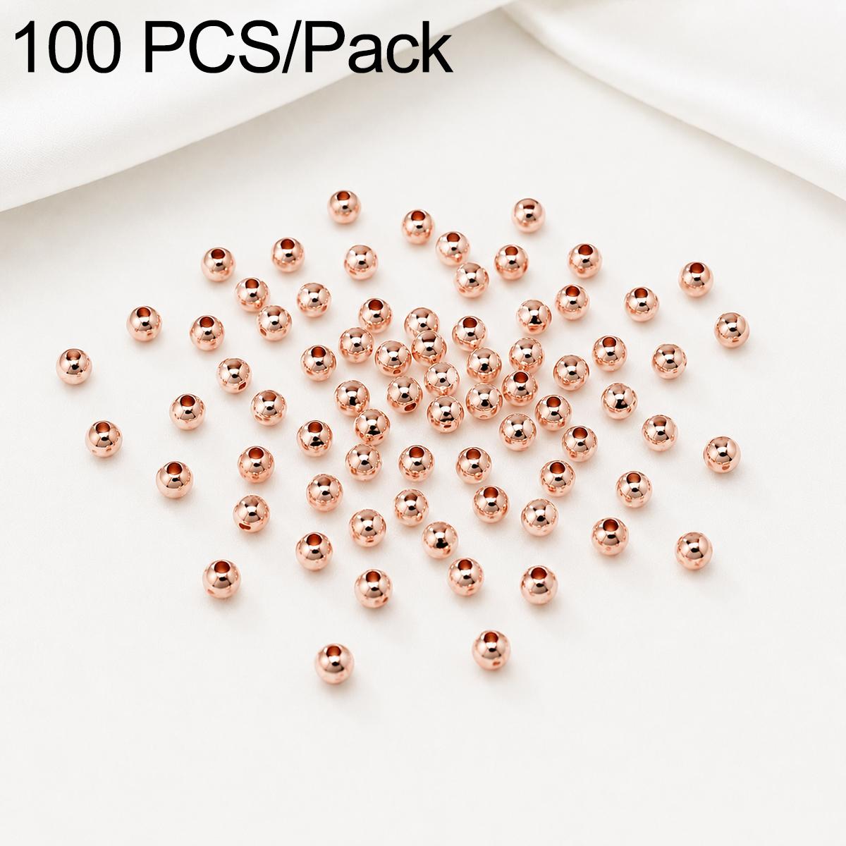 100 PCS/Pack Gold-Plated Round Spacer Beads for DIY Jewelry Making, Smooth Finish, Straight Hole, Size:2.5mm Hole 1.0mm(Rose Gold) - Shopkiz.com