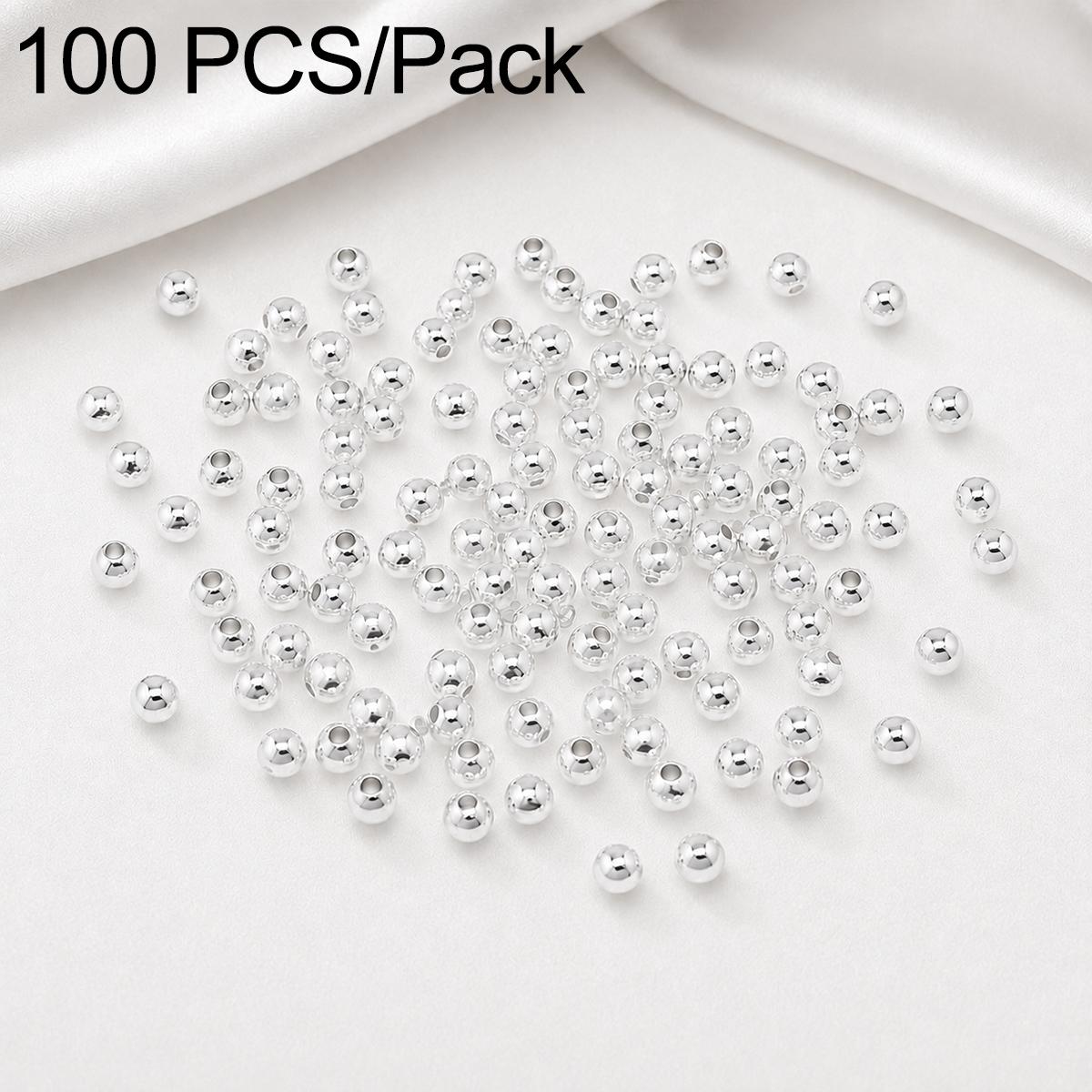 100 PCS/Pack Gold-Plated Round Spacer Beads for DIY Jewelry Making, Smooth Finish, Straight Hole, Size:3mm Hole 1.5mm(Silver) - Shopkiz.com