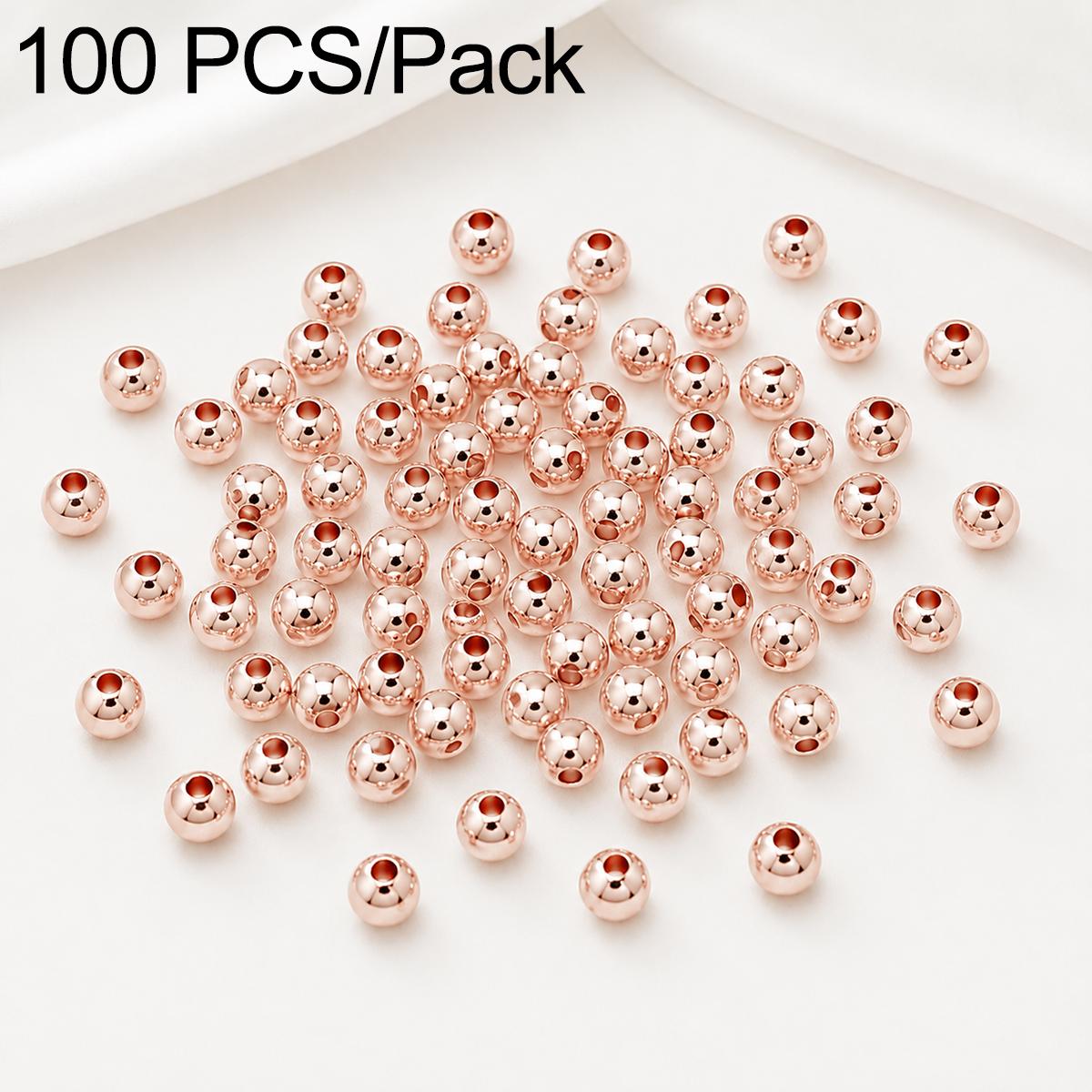 100 PCS/Pack Gold-Plated Round Spacer Beads for DIY Jewelry Making, Smooth Finish, Straight Hole, Size:5mm Hole 1.5mm(Rose Gold) - Shopkiz.com